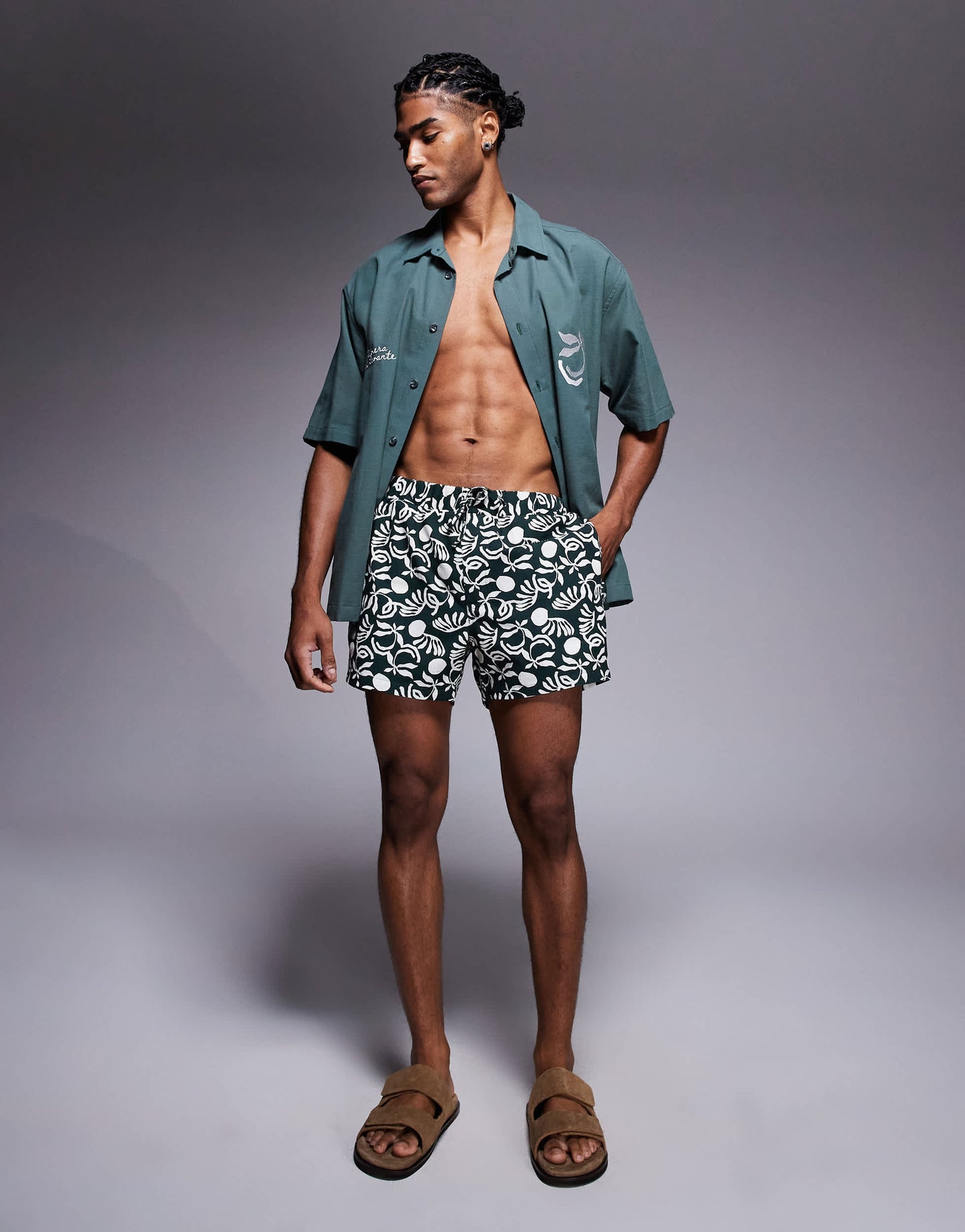 ASOS DESIGN co-ord shorts in short length in dark green