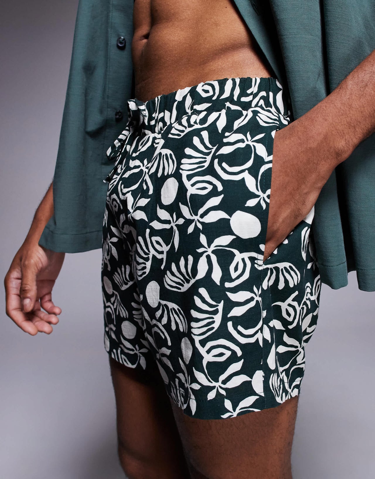 ASOS DESIGN co-ord shorts in short length in dark green