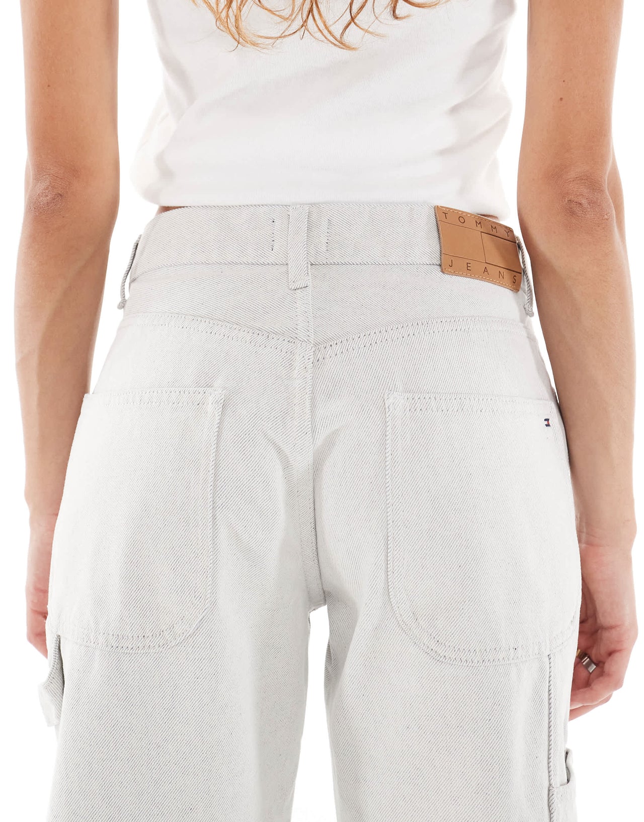 Tommy Jeans Mia mid rise relaxed straight carpenter jeans in white