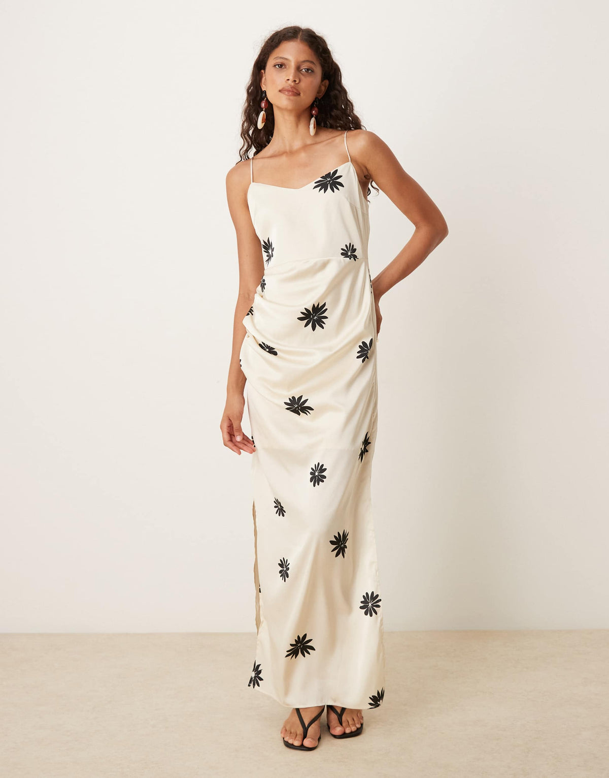 AWARE maxi slip dress in mono floral print