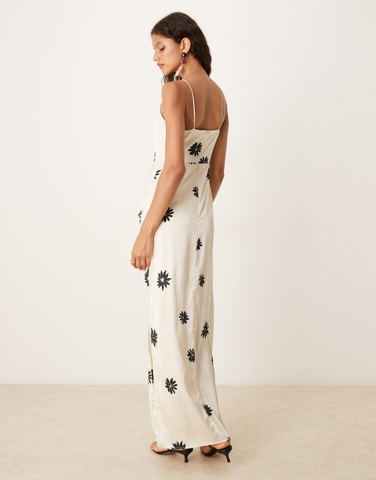 AWARE maxi slip dress in mono floral print
