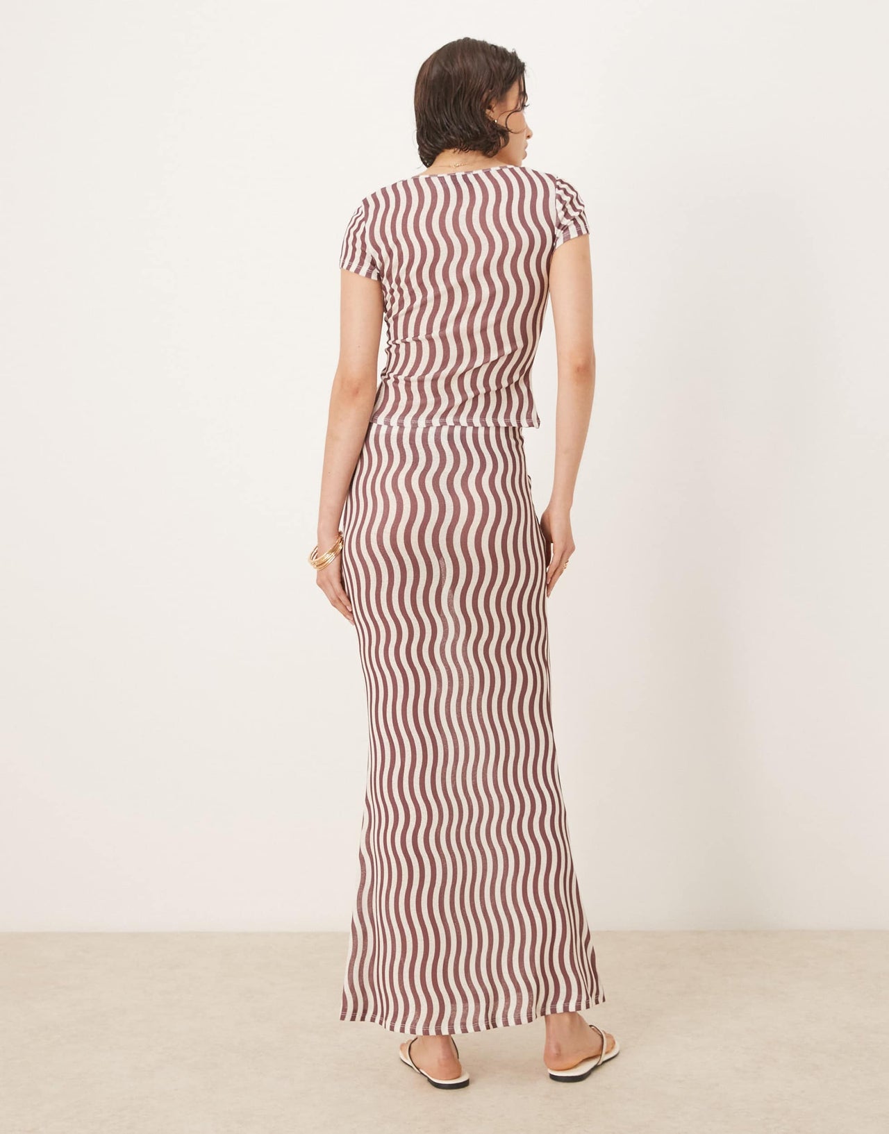 ASOS DESIGN stripe mesh maxi skirt co-ord in