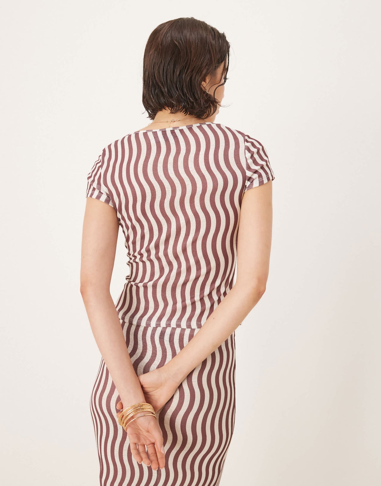 ASOS DESIGN stripe mesh short sleeve t-shirt co-ord in
