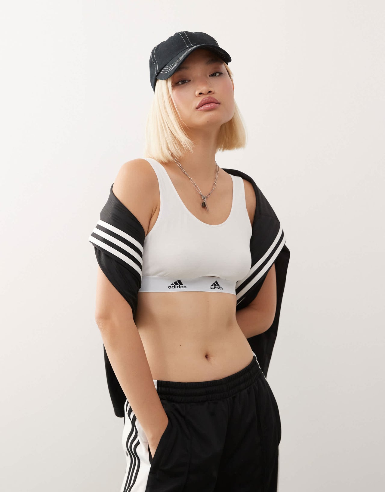Adidas active comfort cotton cropped top in white