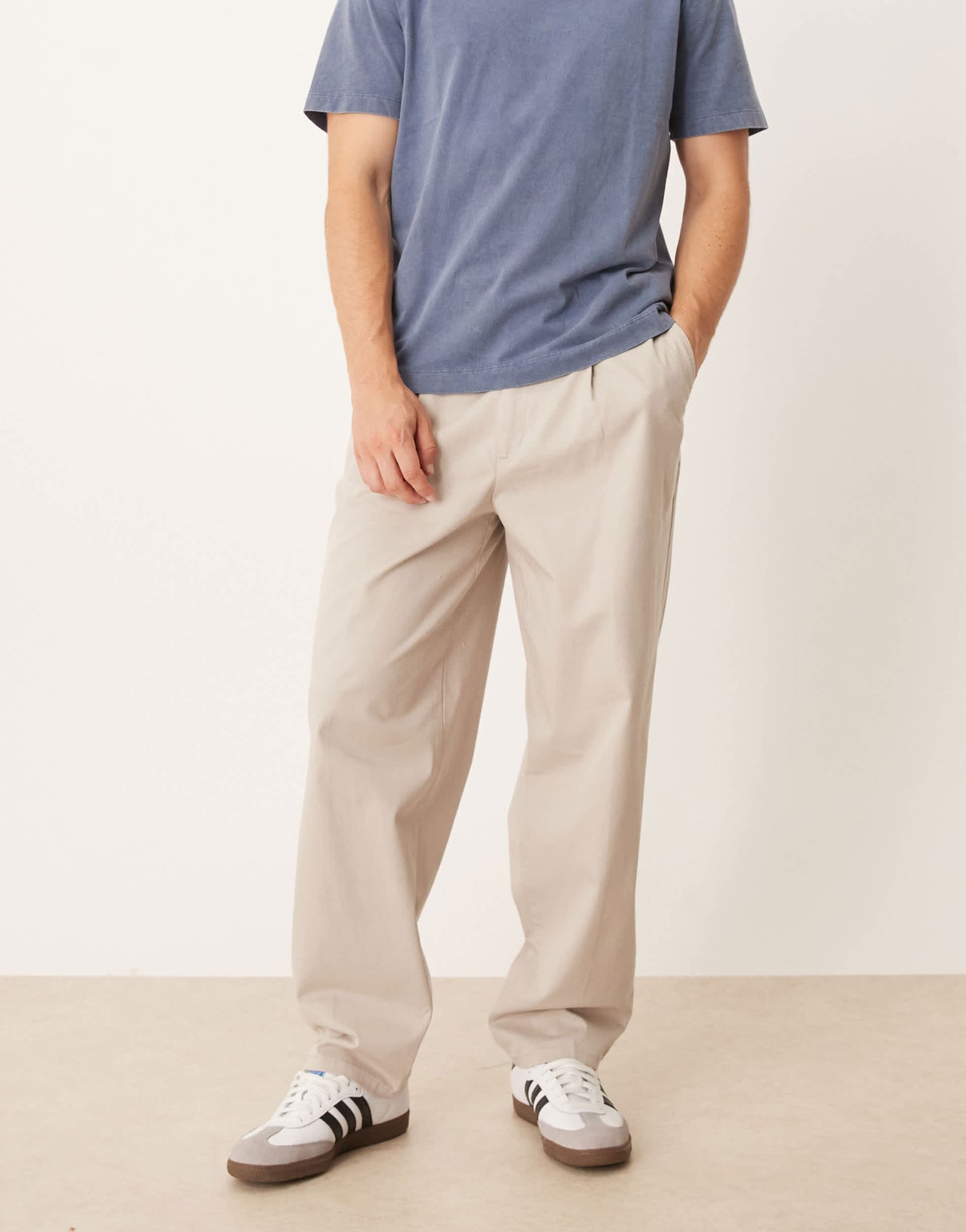 ASOS DESIGN smart tapered chino in stone