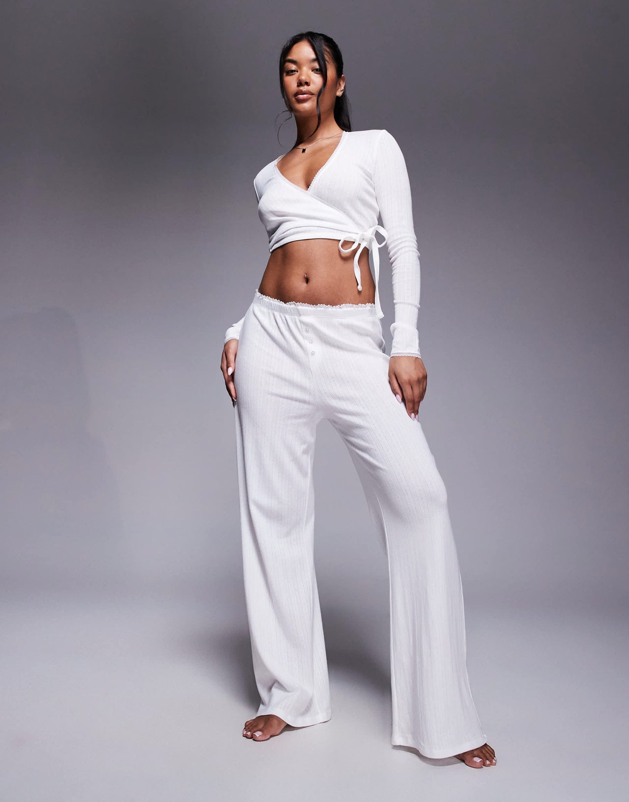 Oh Polly relaxed lounge trouser co-ord in white