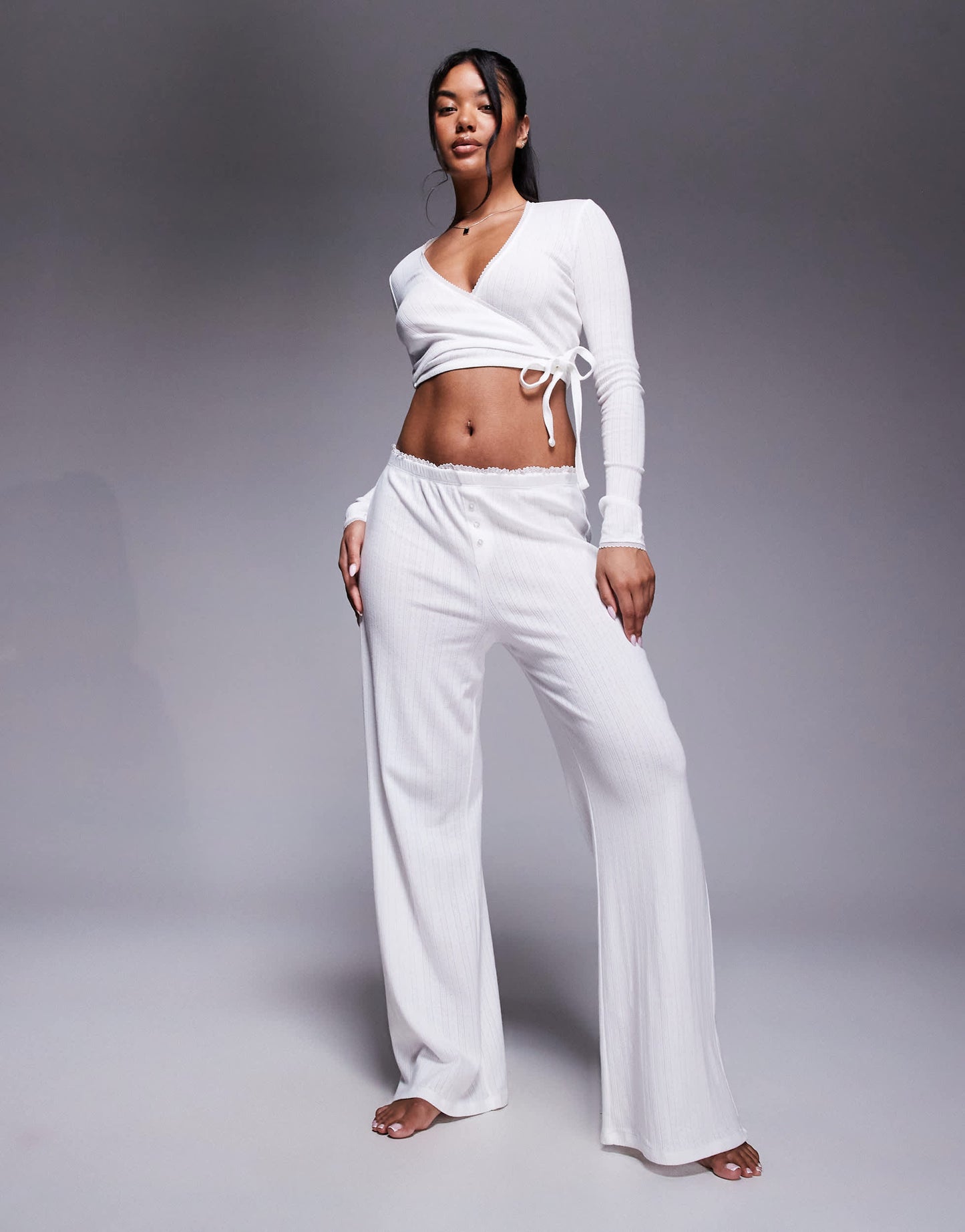 Oh Polly relaxed lounge trouser co-ord in white
