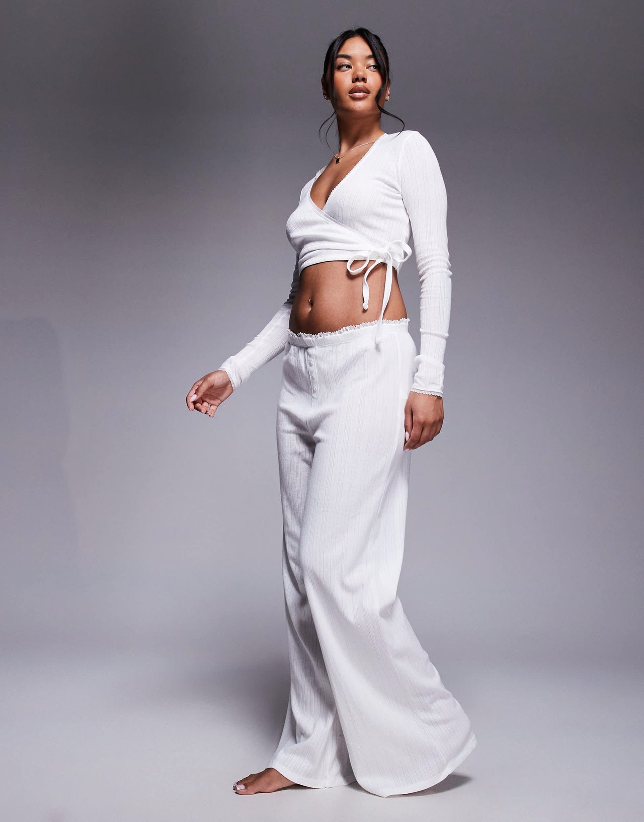 Oh Polly relaxed lounge trouser co-ord in white