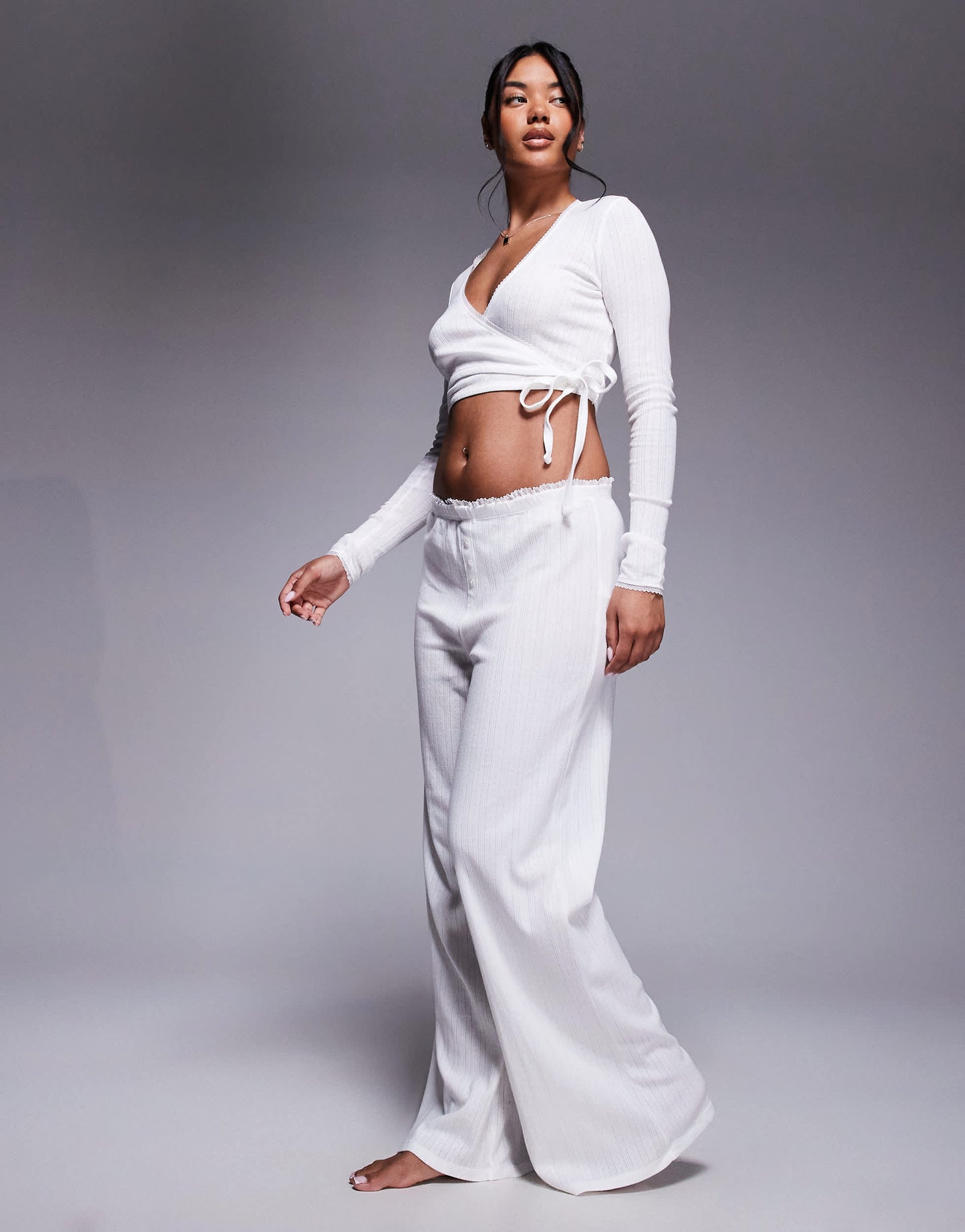 Oh Polly relaxed lounge trouser co-ord in white