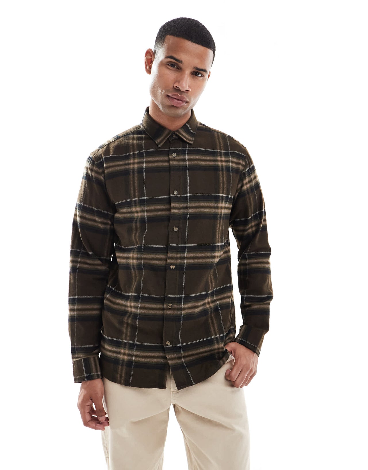 Jack & Jones check shirt in brown