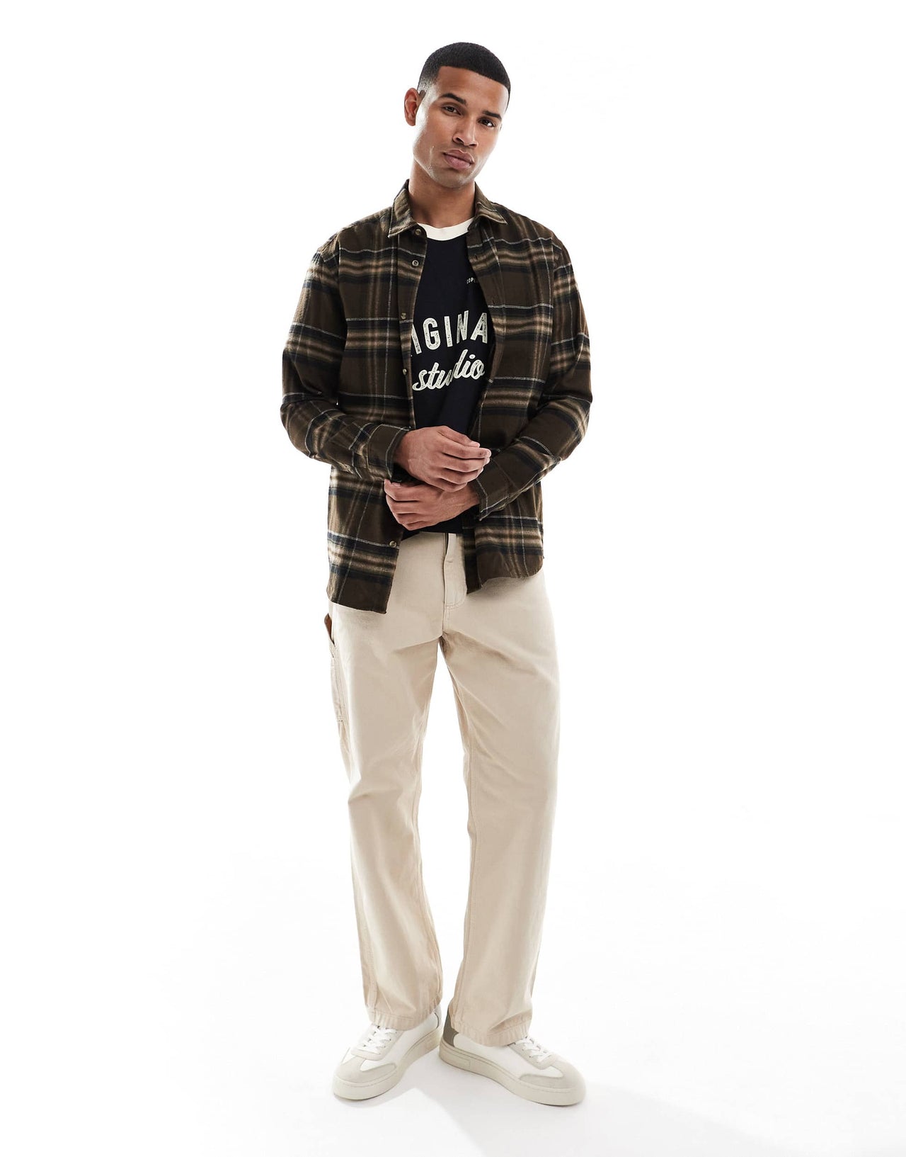 Jack & Jones check shirt in brown
