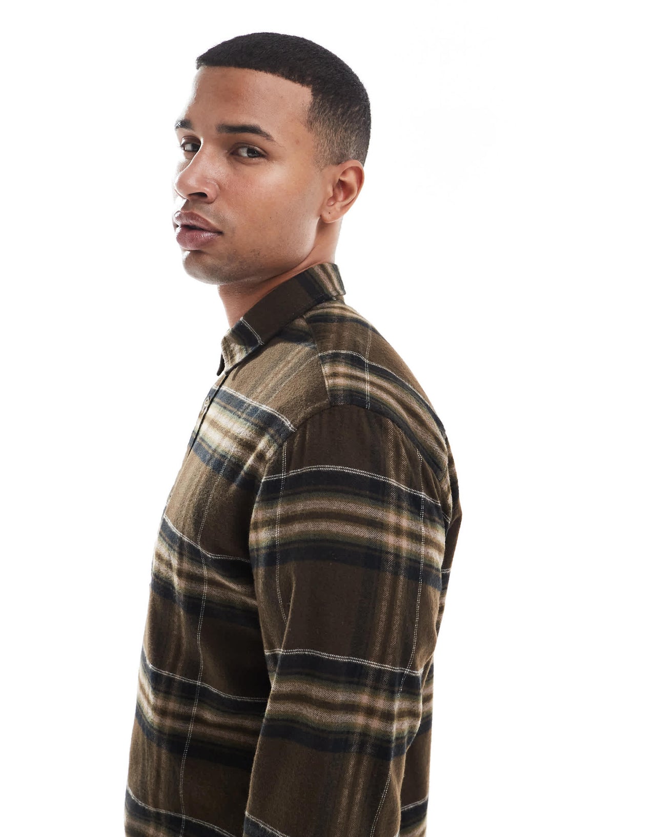 Jack & Jones check shirt in brown