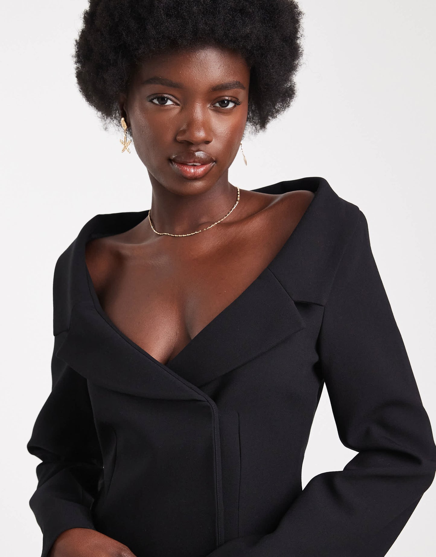 ASOS DESIGN off shoulder blazer dress in black