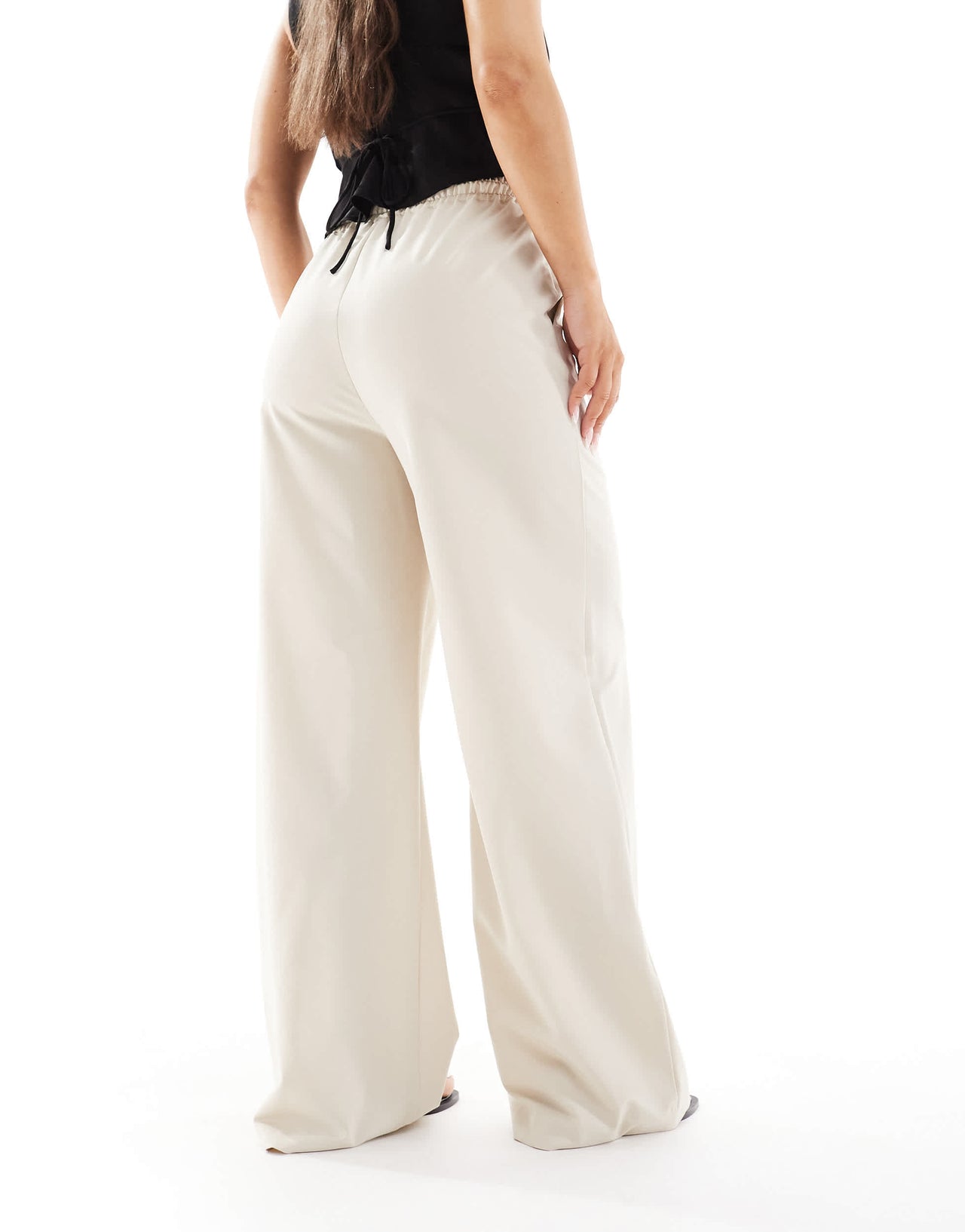Wednesday's Girl wide leg slouchy trousers in beige