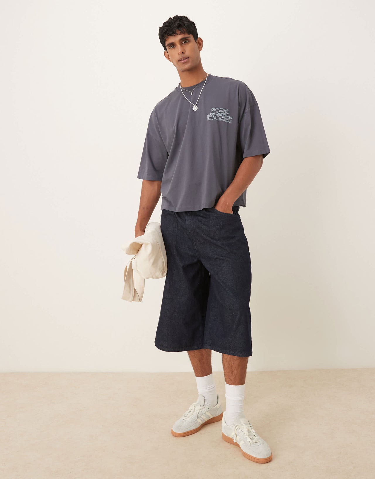 ASOS DESIGN oversized t-shirt with chest embroidery in washed black