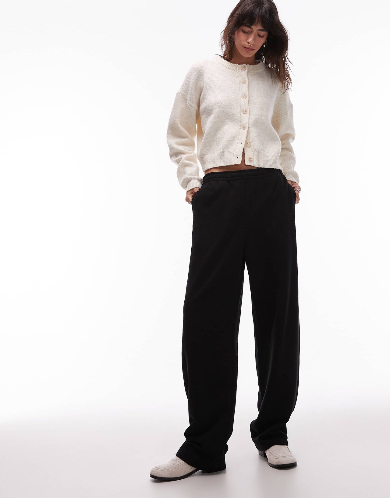 ARKET pure cotton wide leg joggers in black