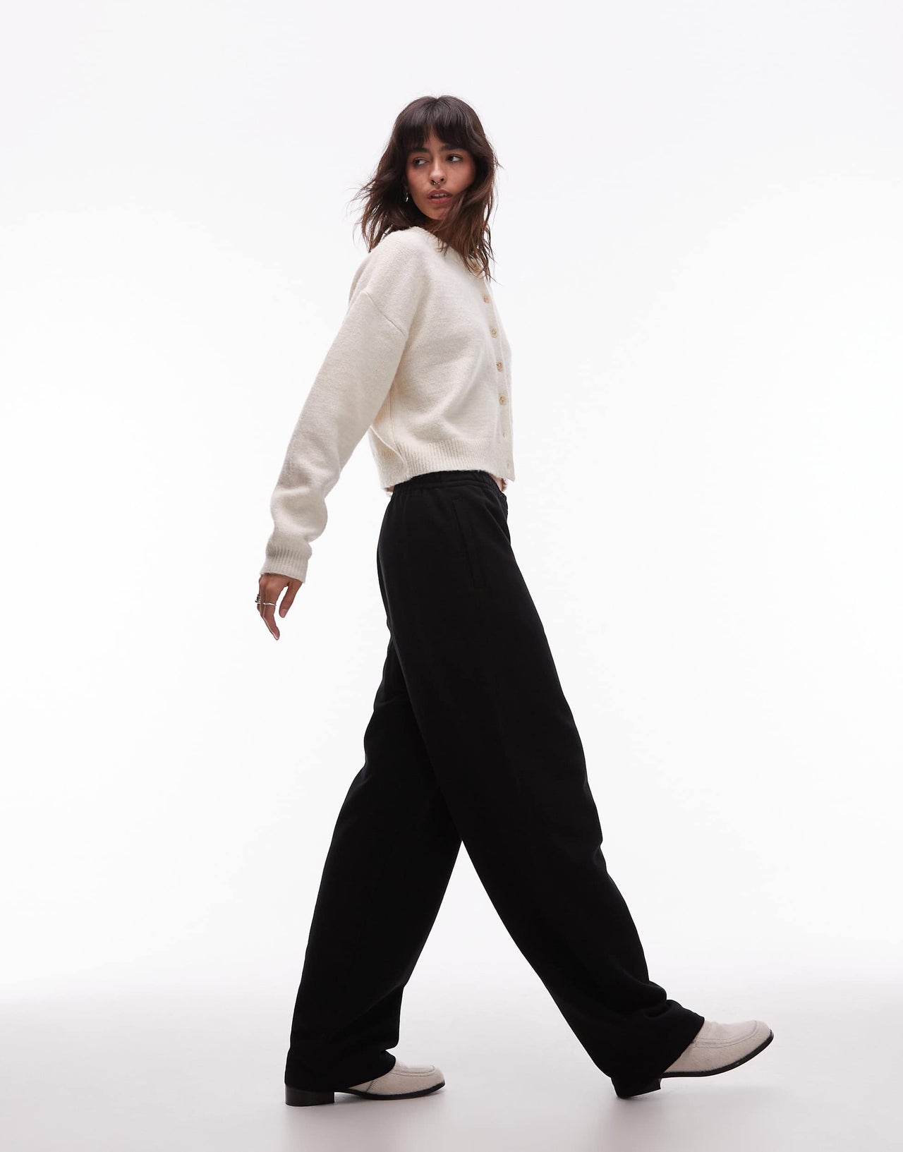 ARKET pure cotton wide leg joggers in black