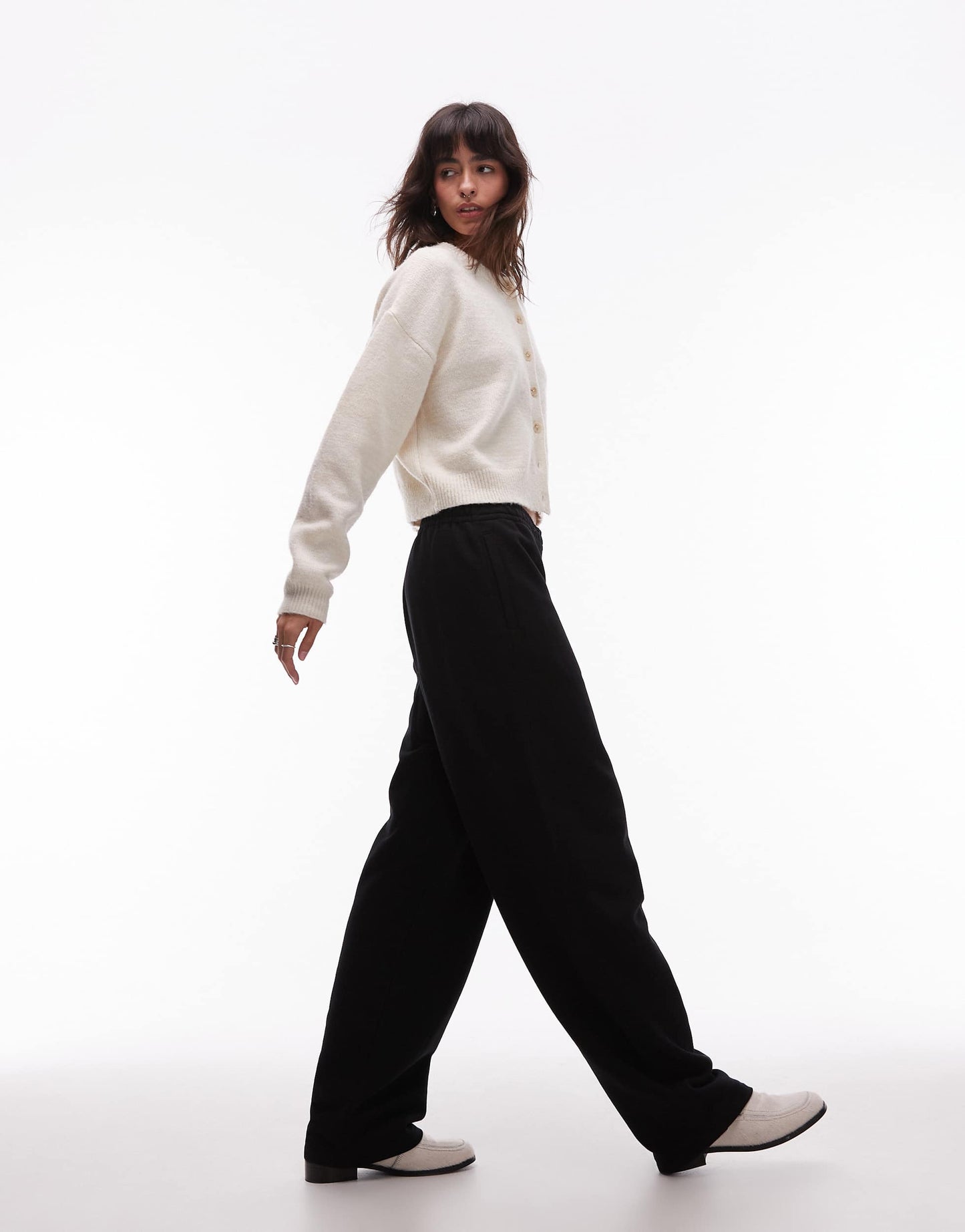 ARKET pure cotton wide leg joggers in black