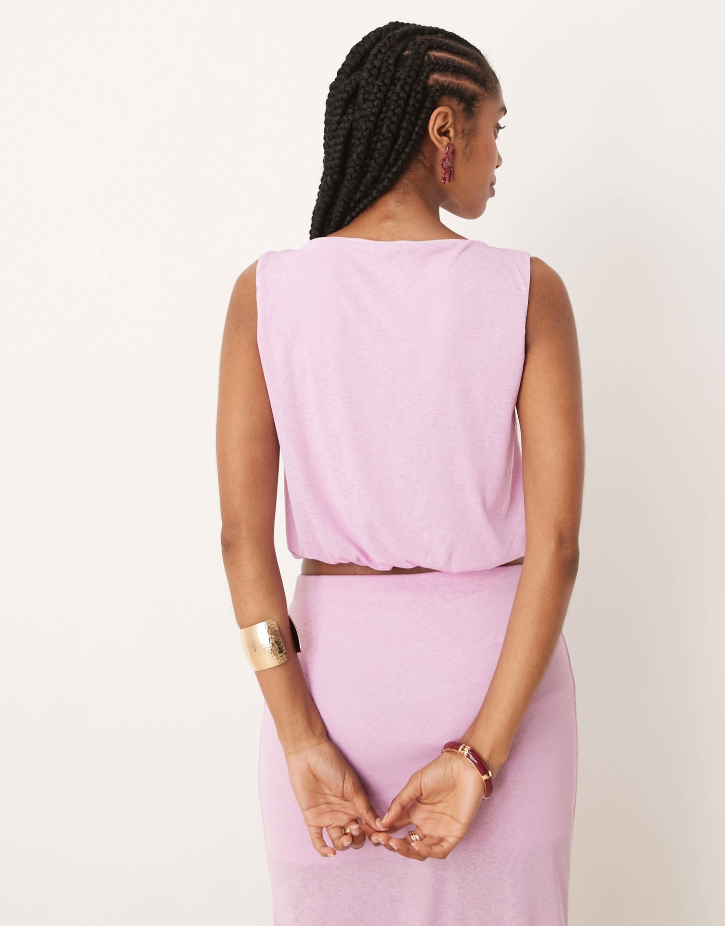 ASOS DESIGN mix & match mesh semi sheer bubble hem top in lilac
