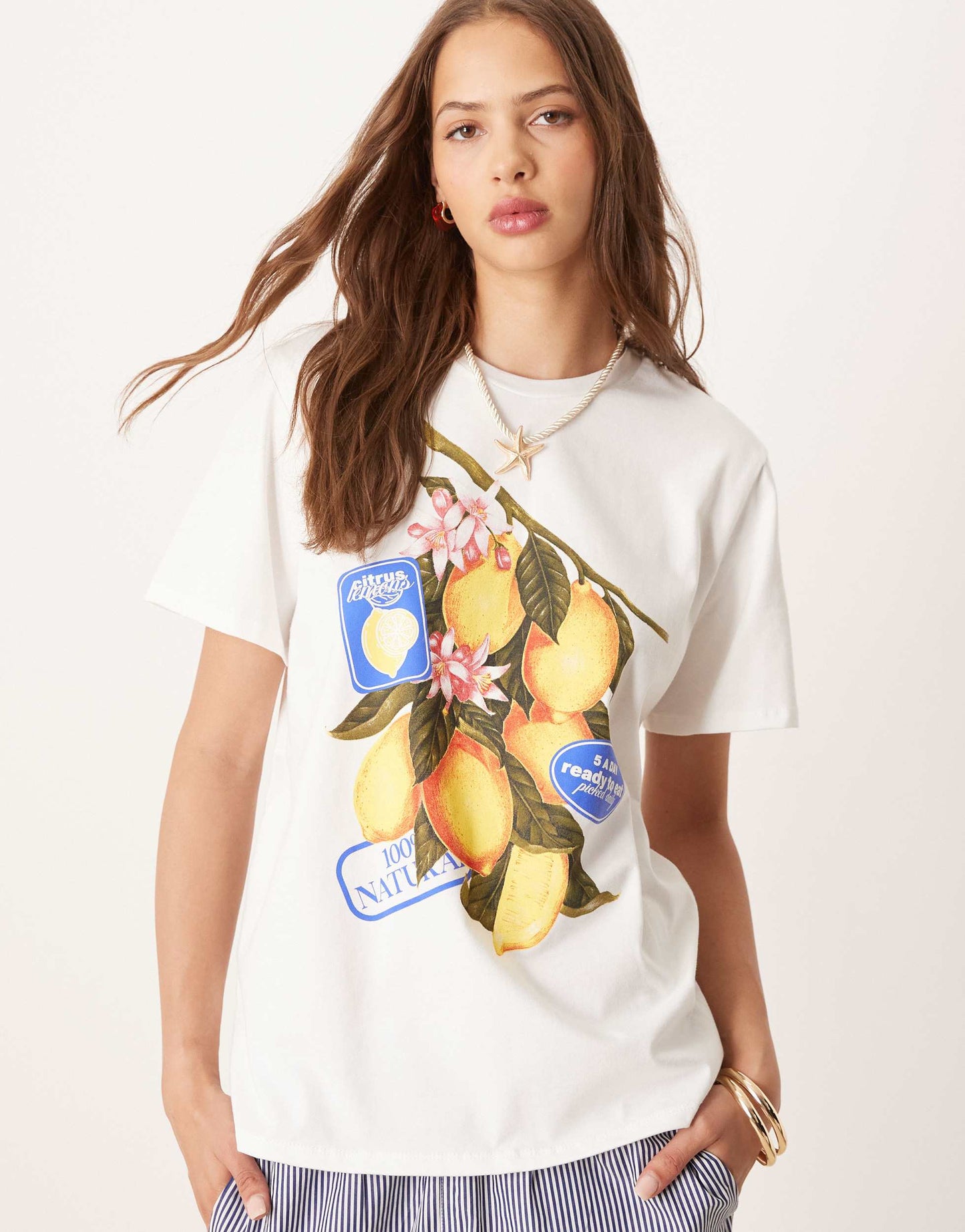 ASOS DESIGN regular fit t-shirt with lemon graphic in white