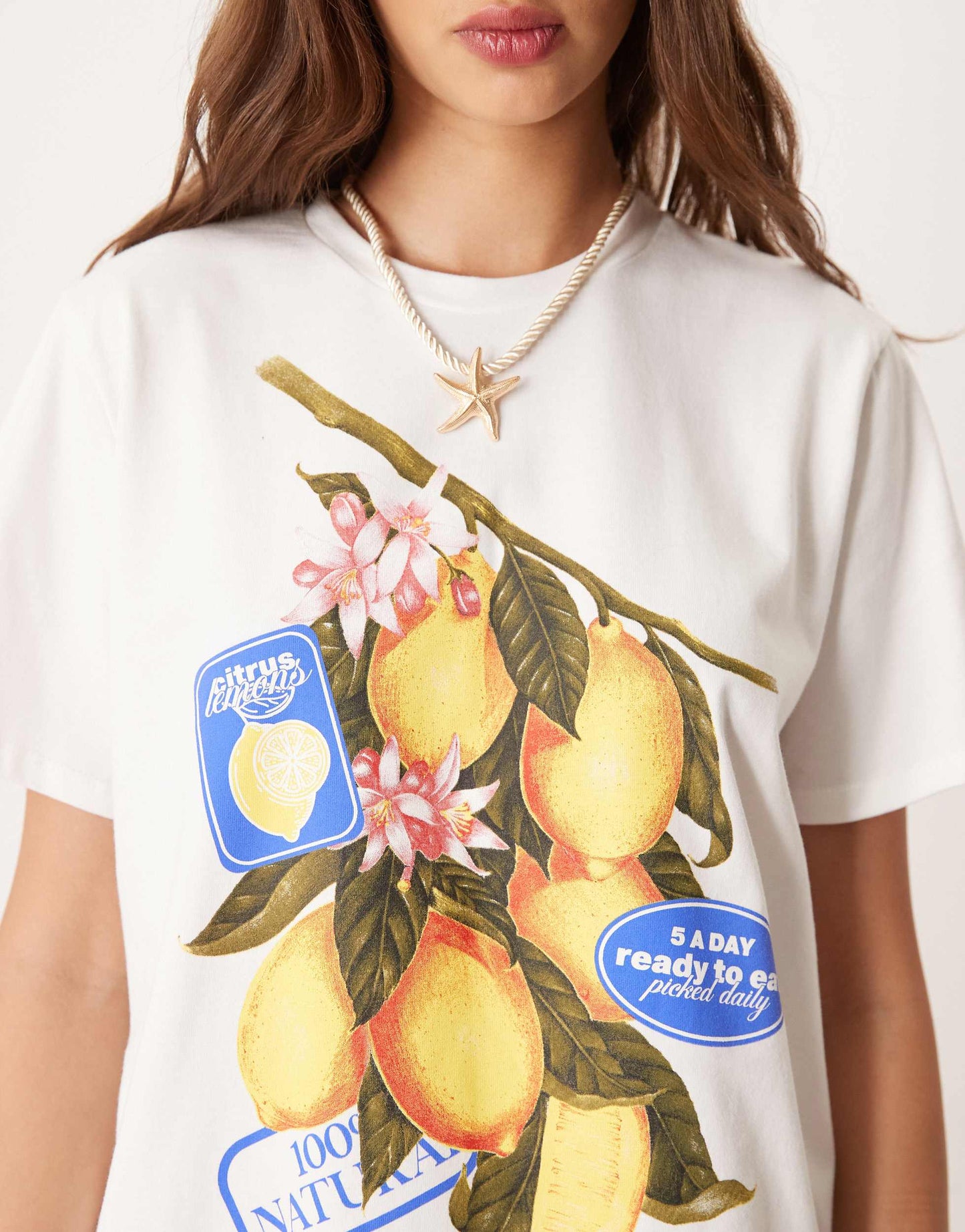 ASOS DESIGN regular fit t-shirt with lemon graphic in white
