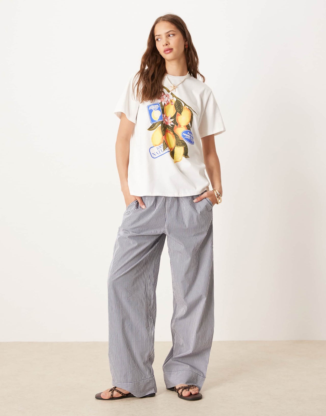 ASOS DESIGN regular fit t-shirt with lemon graphic in white