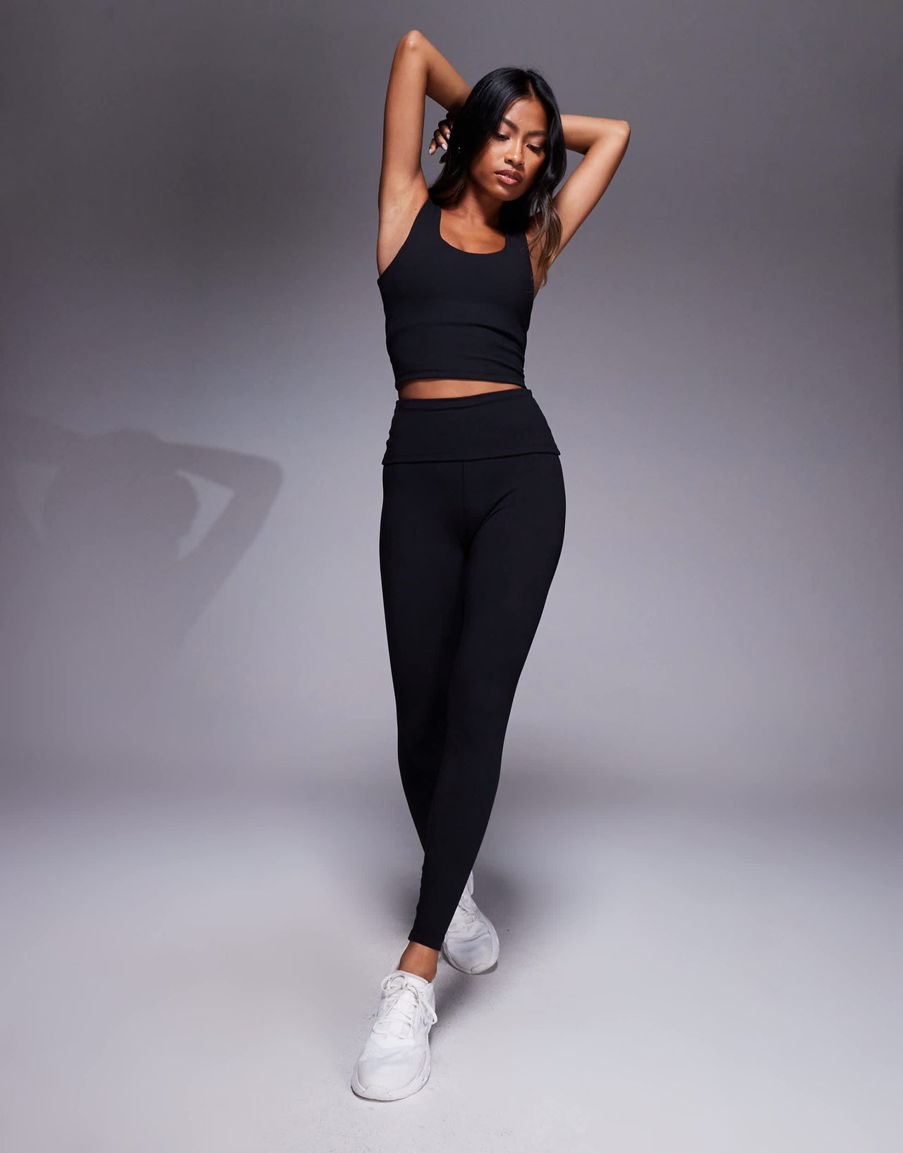 4505 Yoga soft touch twist back vest with inner bra in black