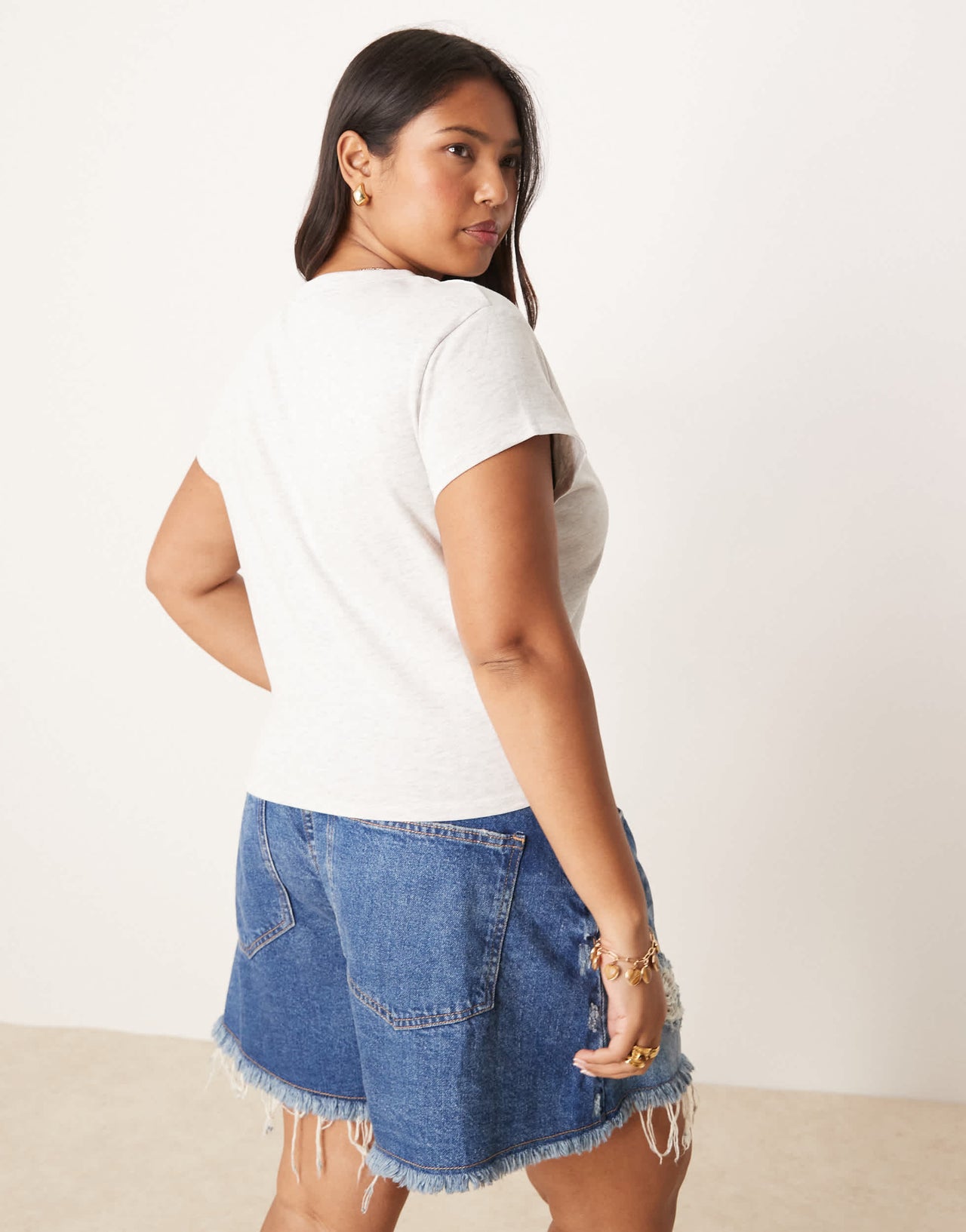 ASOS DESIGN Curve baby tee with pomegranate fruit graphic in ice marl
