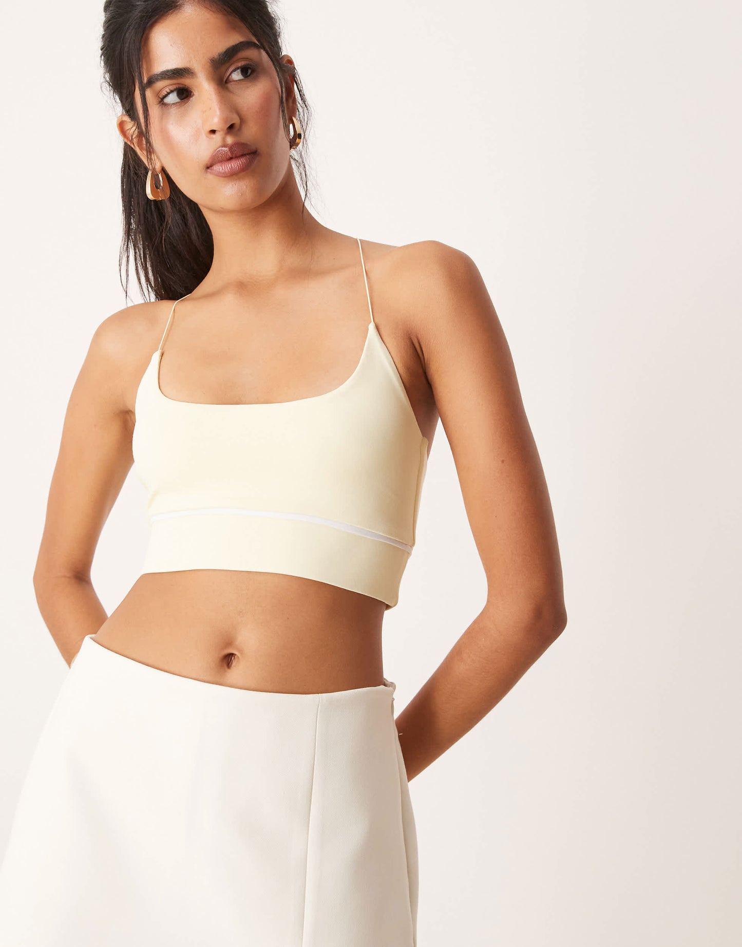 ASOS DESIGN scooped strappy bralet with sporty elastic trim in lemon