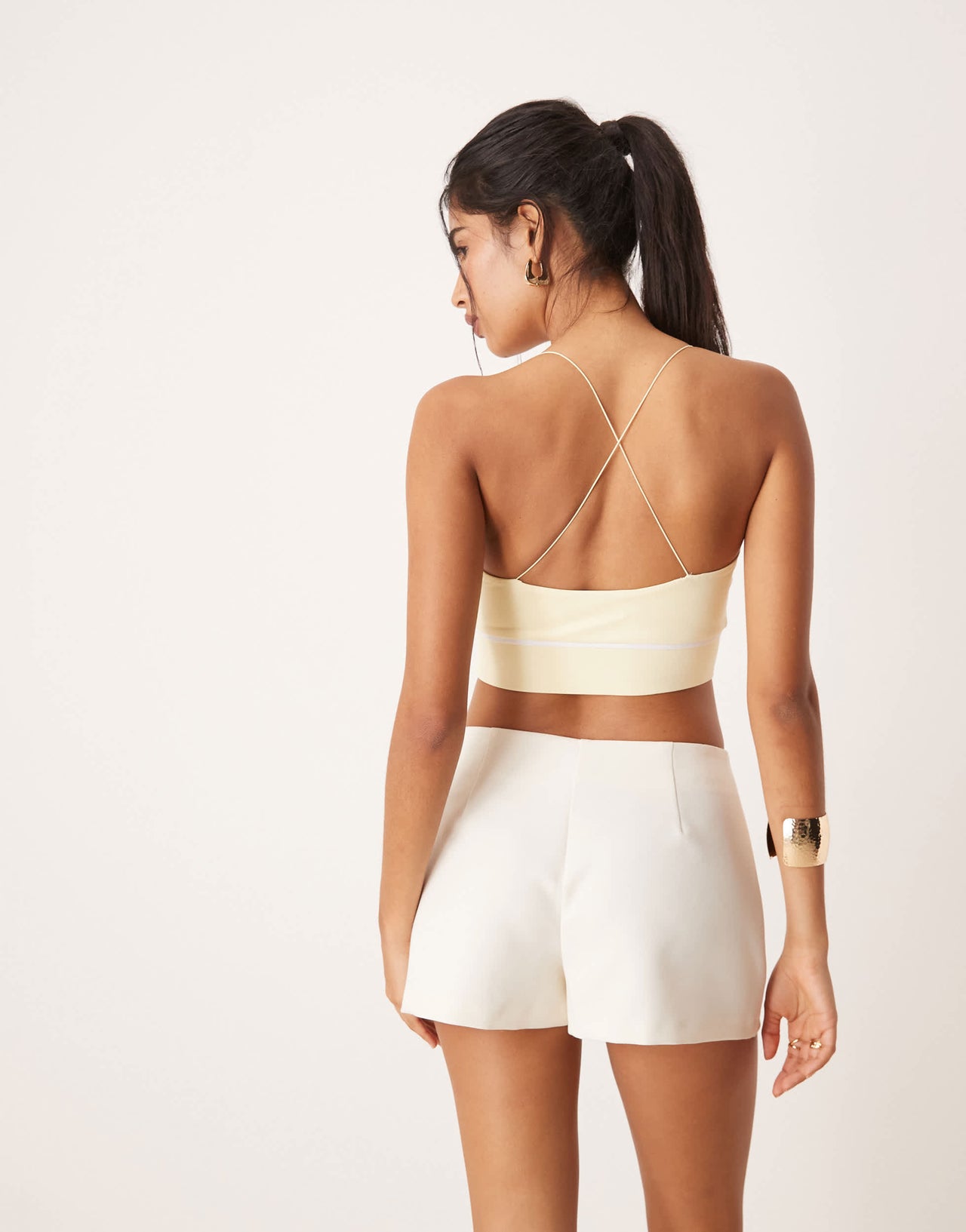 ASOS DESIGN scooped strappy bralet with sporty elastic trim in lemon
