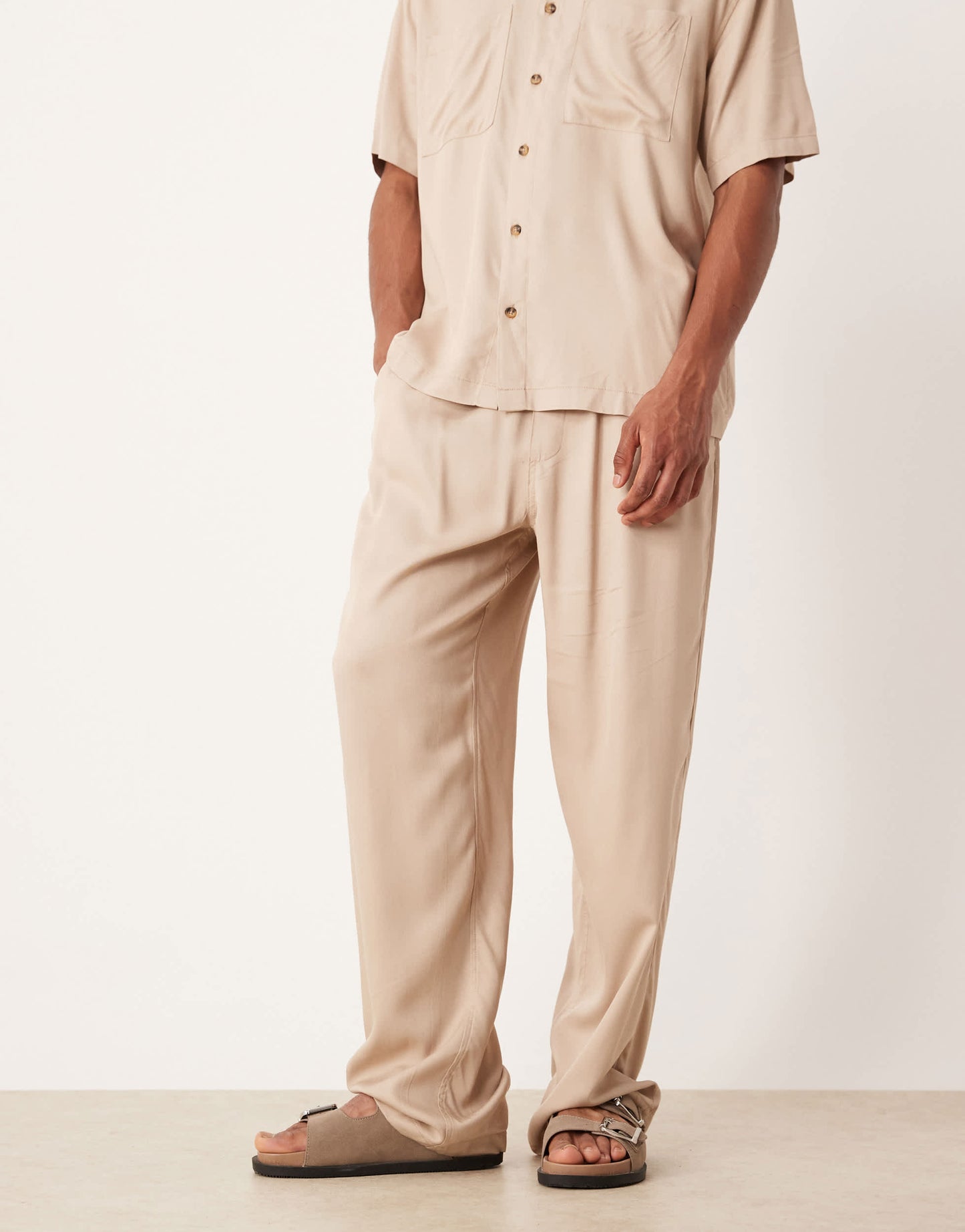 ASOS DESIGN co-ord baggy trousers in stone