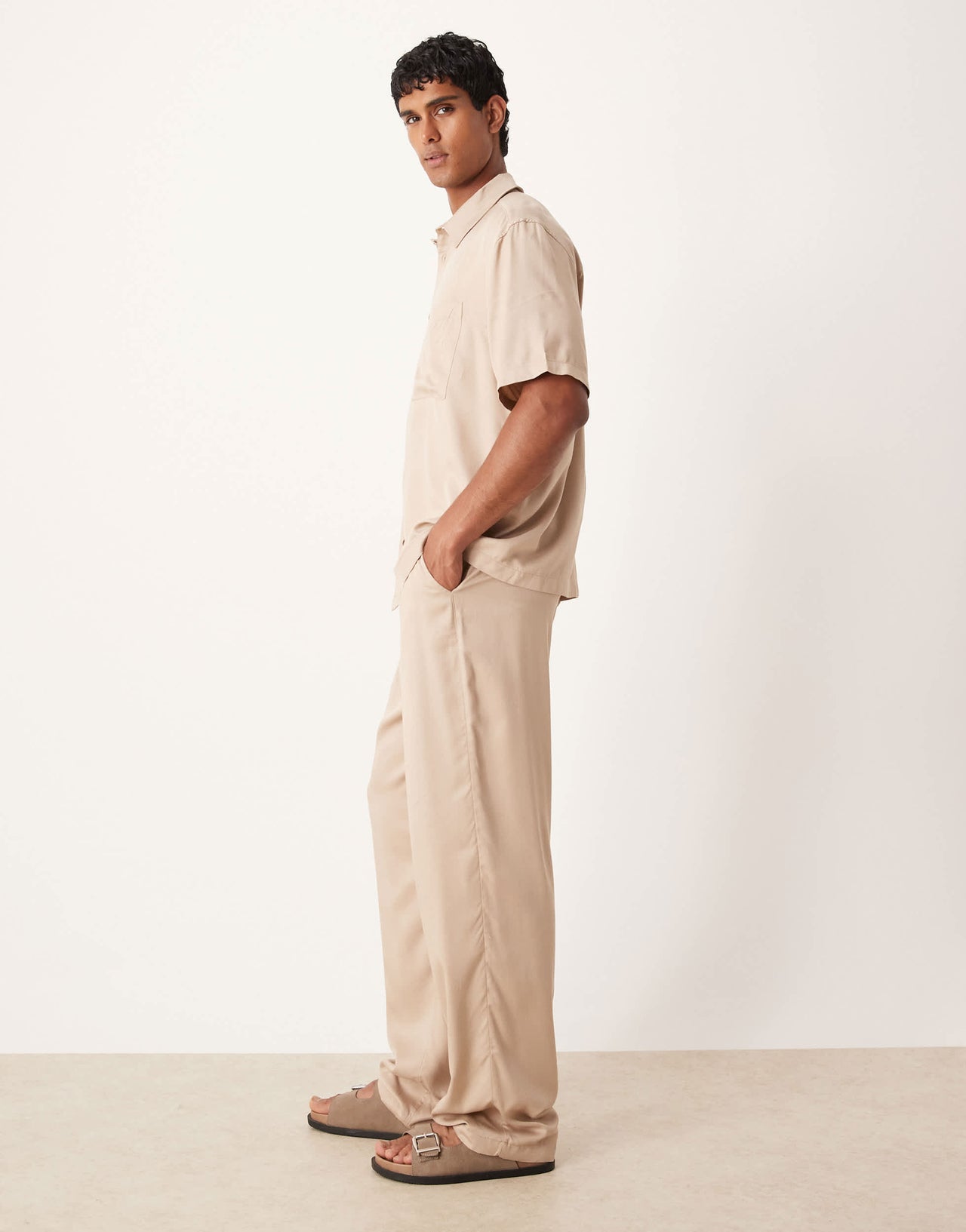 ASOS DESIGN co-ord baggy trousers in stone