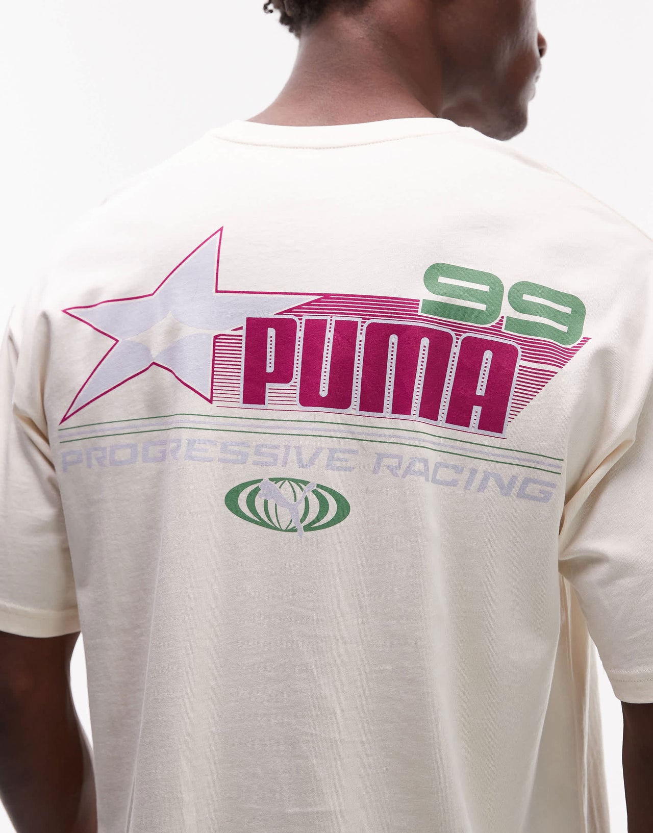 Puma Racing 99 back print t-shirt in beige Exclusive at ASOS