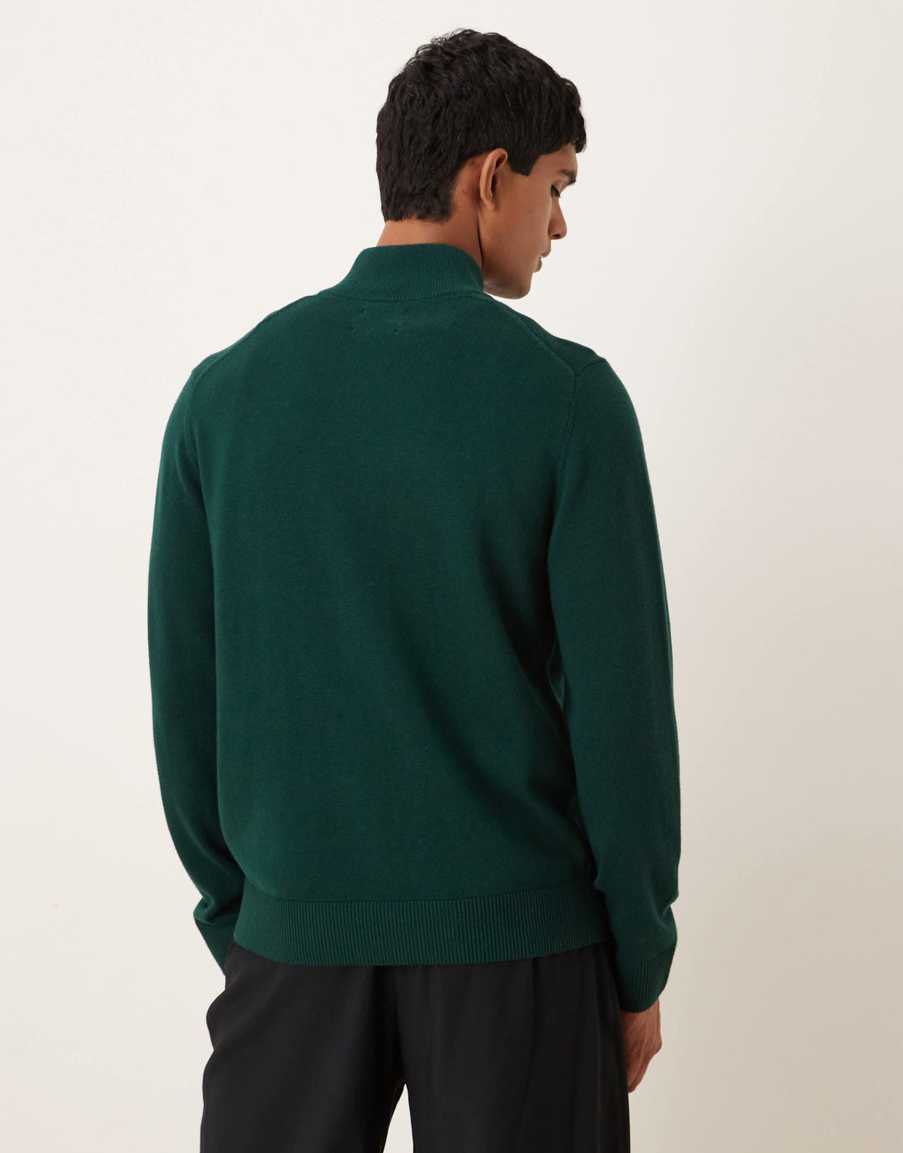Abercrombie & Fitch long sleeve chest logo quarter zip jumper in green