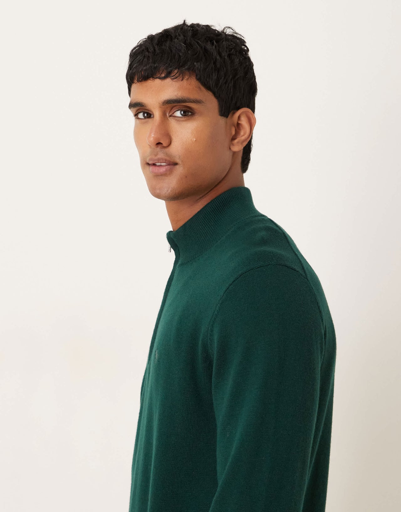 Abercrombie & Fitch long sleeve chest logo quarter zip jumper in green