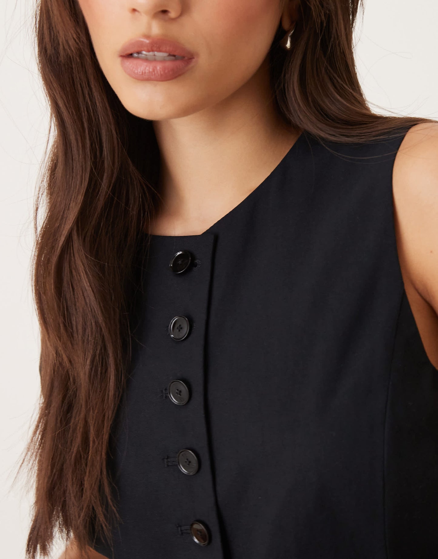 Mango high neck tailored waistcoat co-ord in black