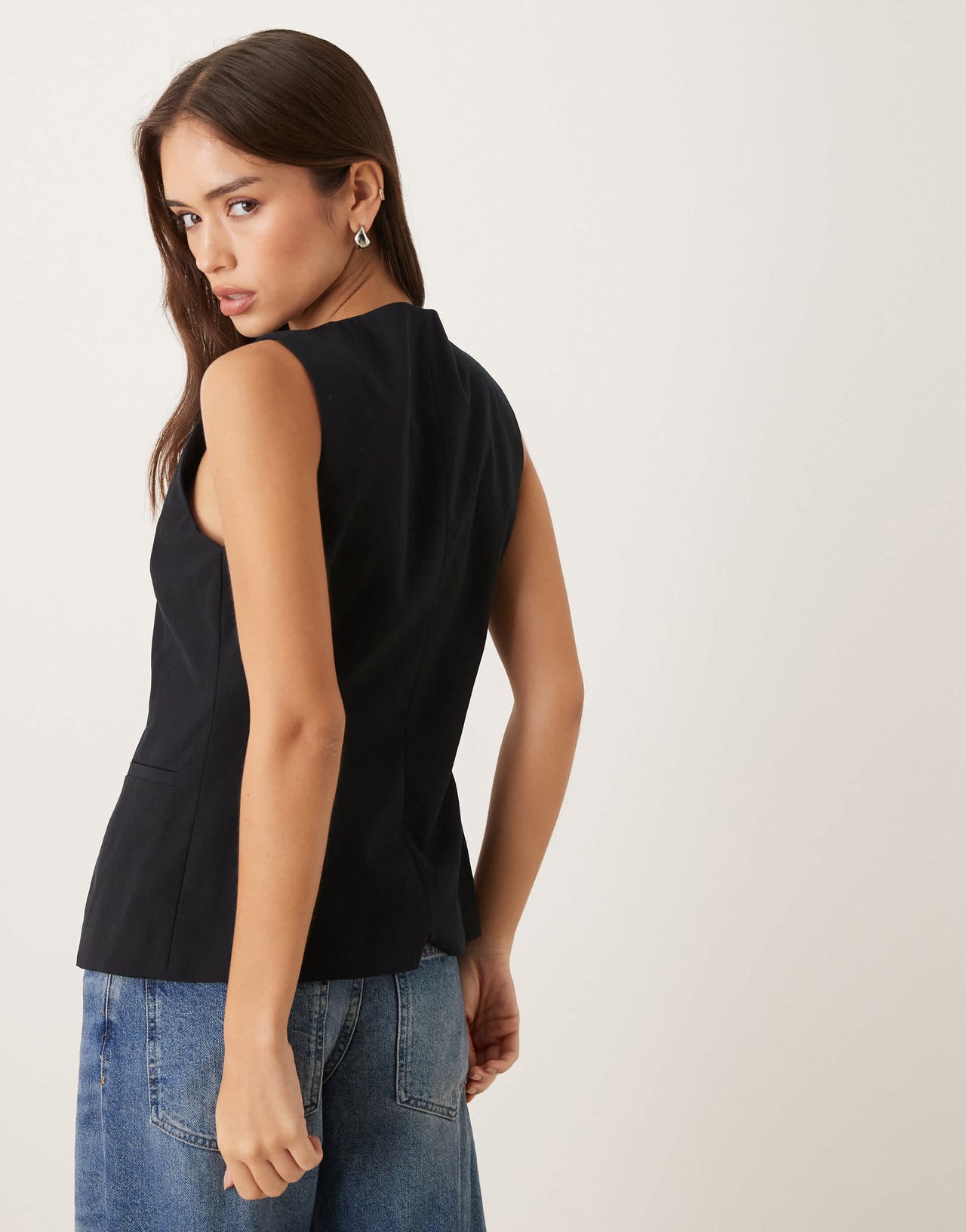 Mango high neck tailored waistcoat co-ord in black