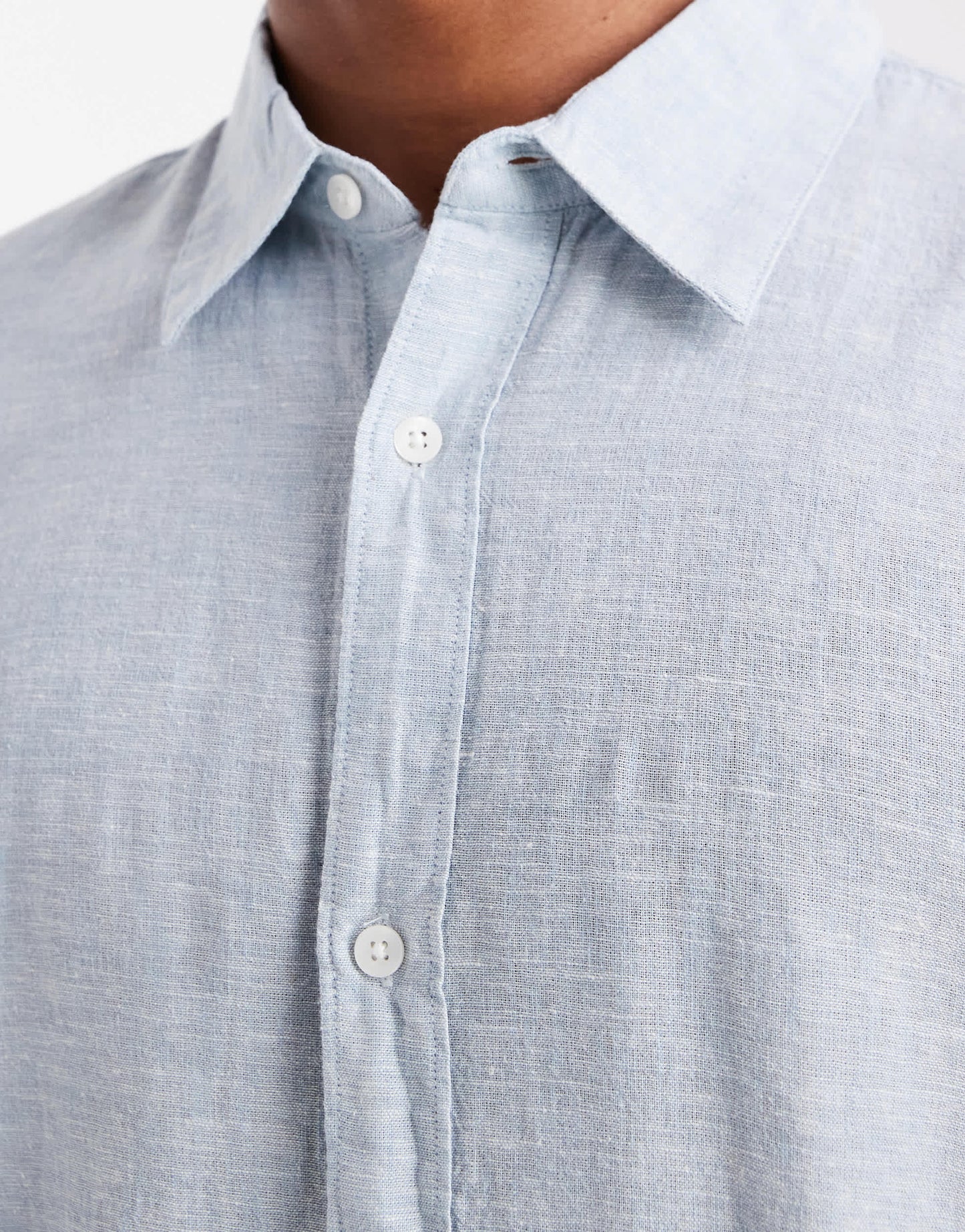 Hollister long sleeve linen shirt in blue