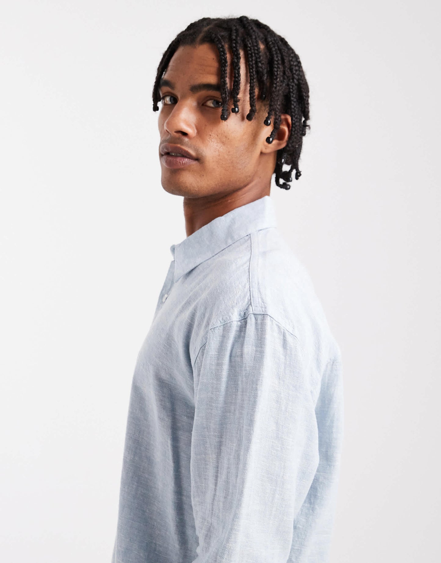 Hollister long sleeve linen shirt in blue