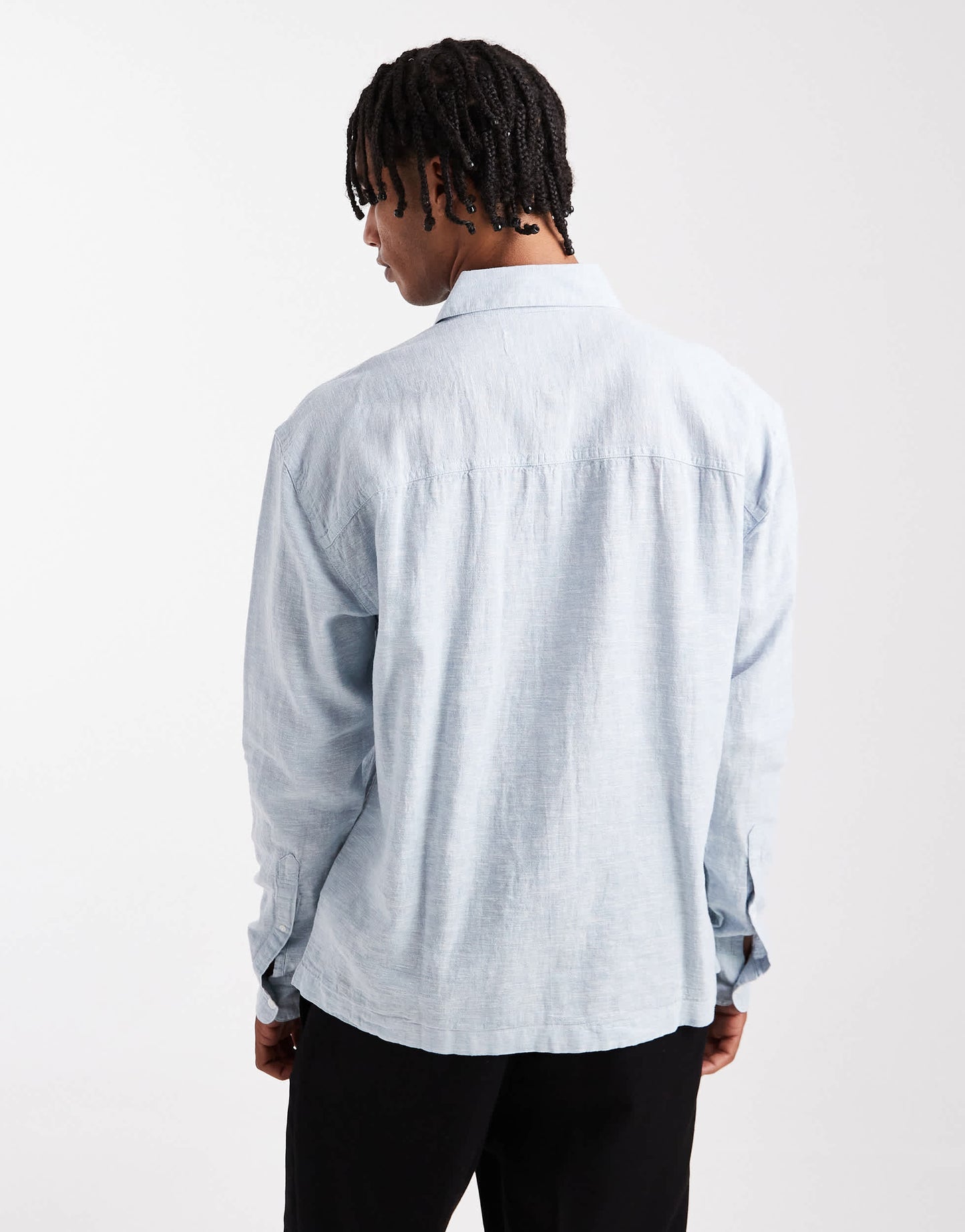 Hollister long sleeve linen shirt in blue