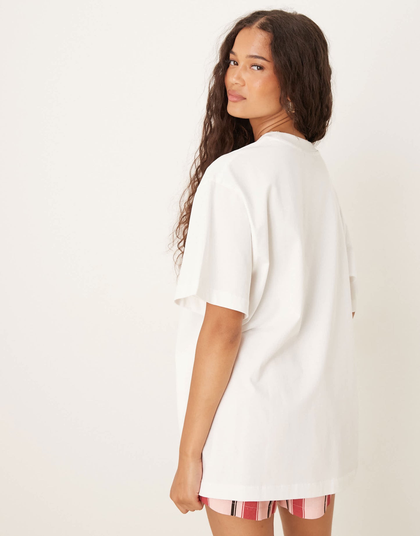 ASOS DESIGN oversized t-shirt with new horizon text graphic in cream