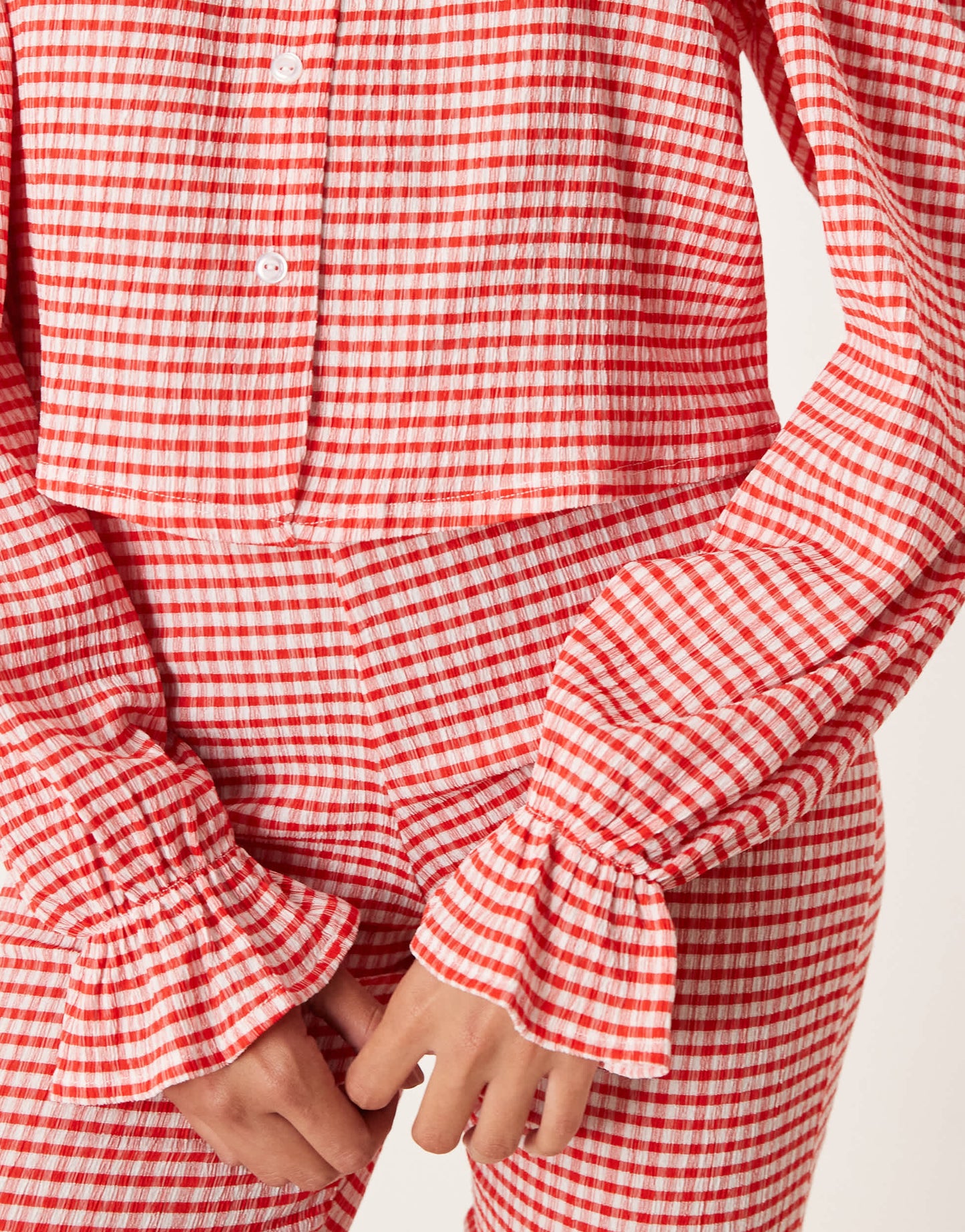 ASOS DESIGN off shoulder milk maid top co-ord in red gingham