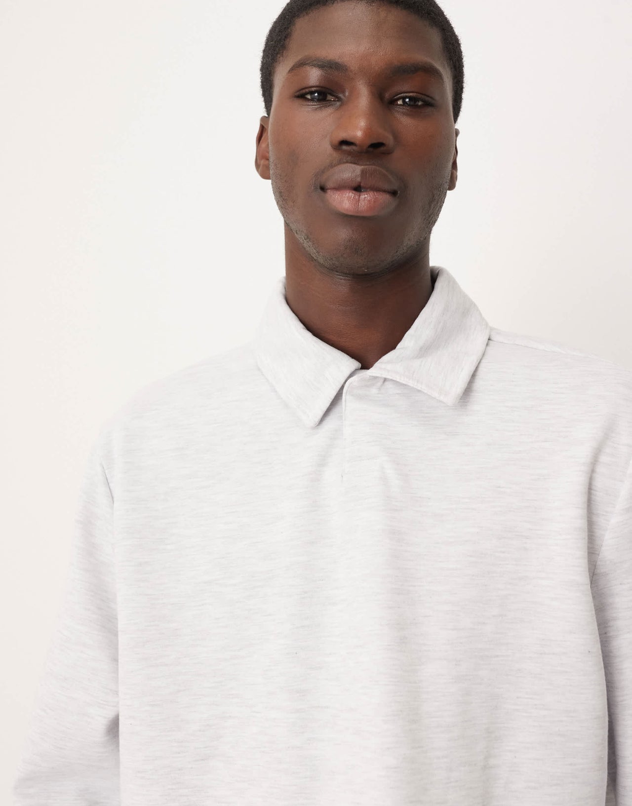 ASOS DESIGN smart scuba-style fabric polo shirt in oatmeal marl co-ord