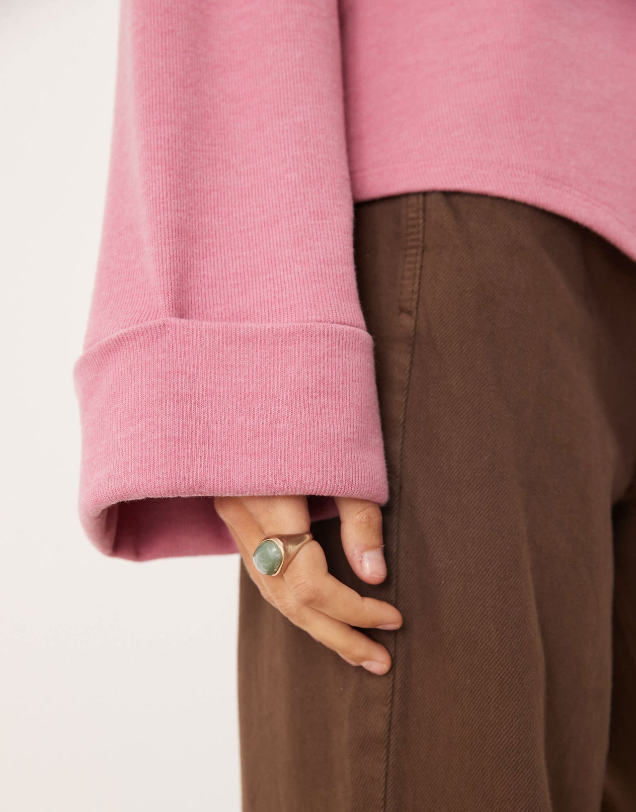 ASOS DESIGN Supersoft asymmetric jumper with turn back cuff in pink - PINK