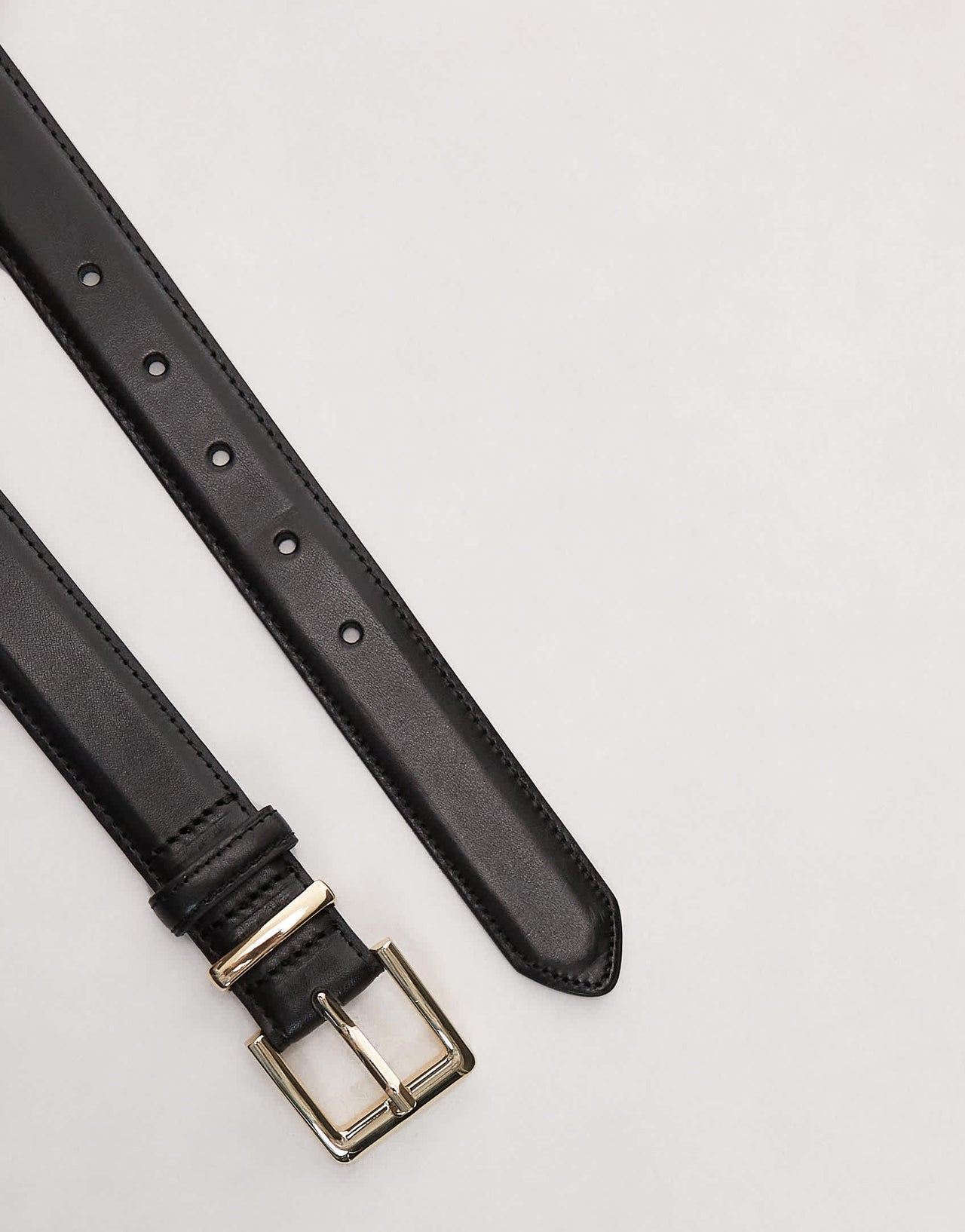 Mango classic leather belt in black