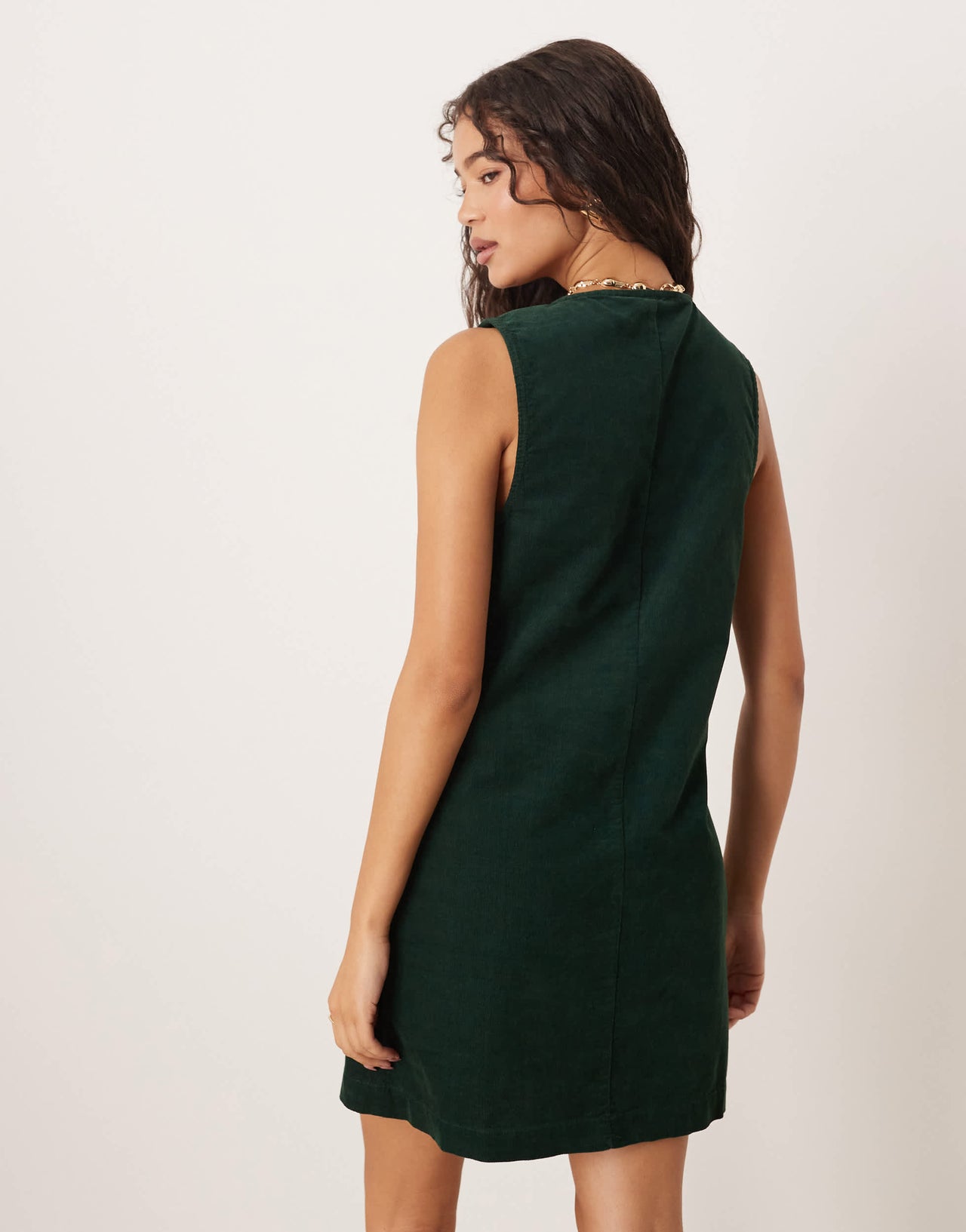 Nobody's Child Nila tie-detail cord pinafore mini dress in dark green