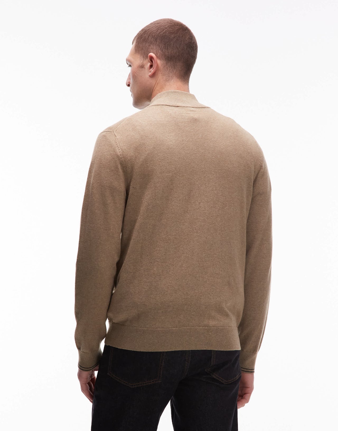 Paul Smith quarter zip zebra logo sweatshirt in tan