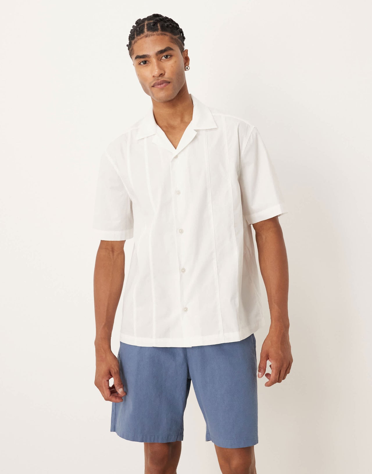 ASOS DESIGN relaxed revere shirt with seam detail in white