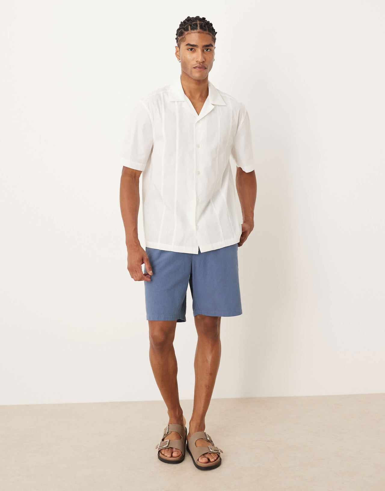 ASOS DESIGN relaxed revere shirt with seam detail in white