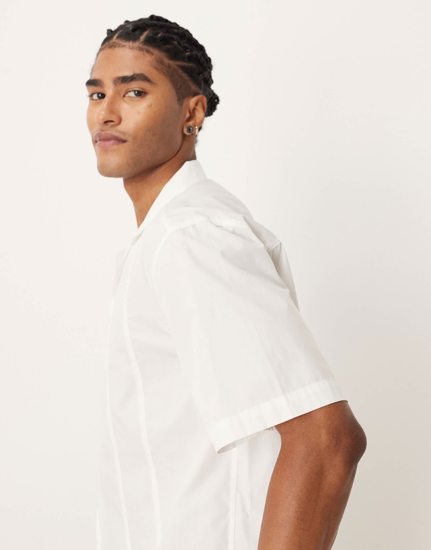 ASOS DESIGN relaxed revere shirt with seam detail in white